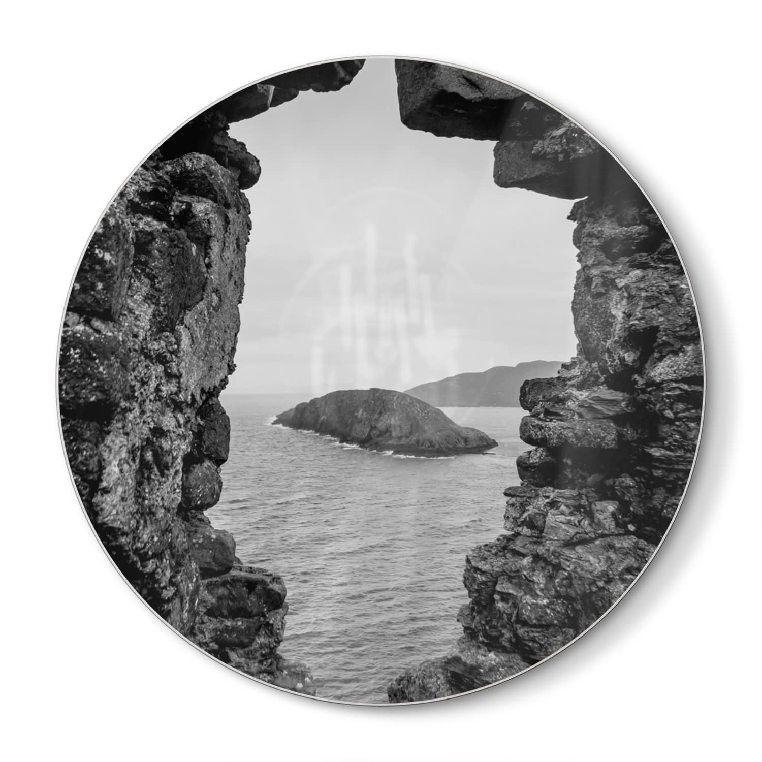 Schneidebrett Rund - Meerblick von den Felsen