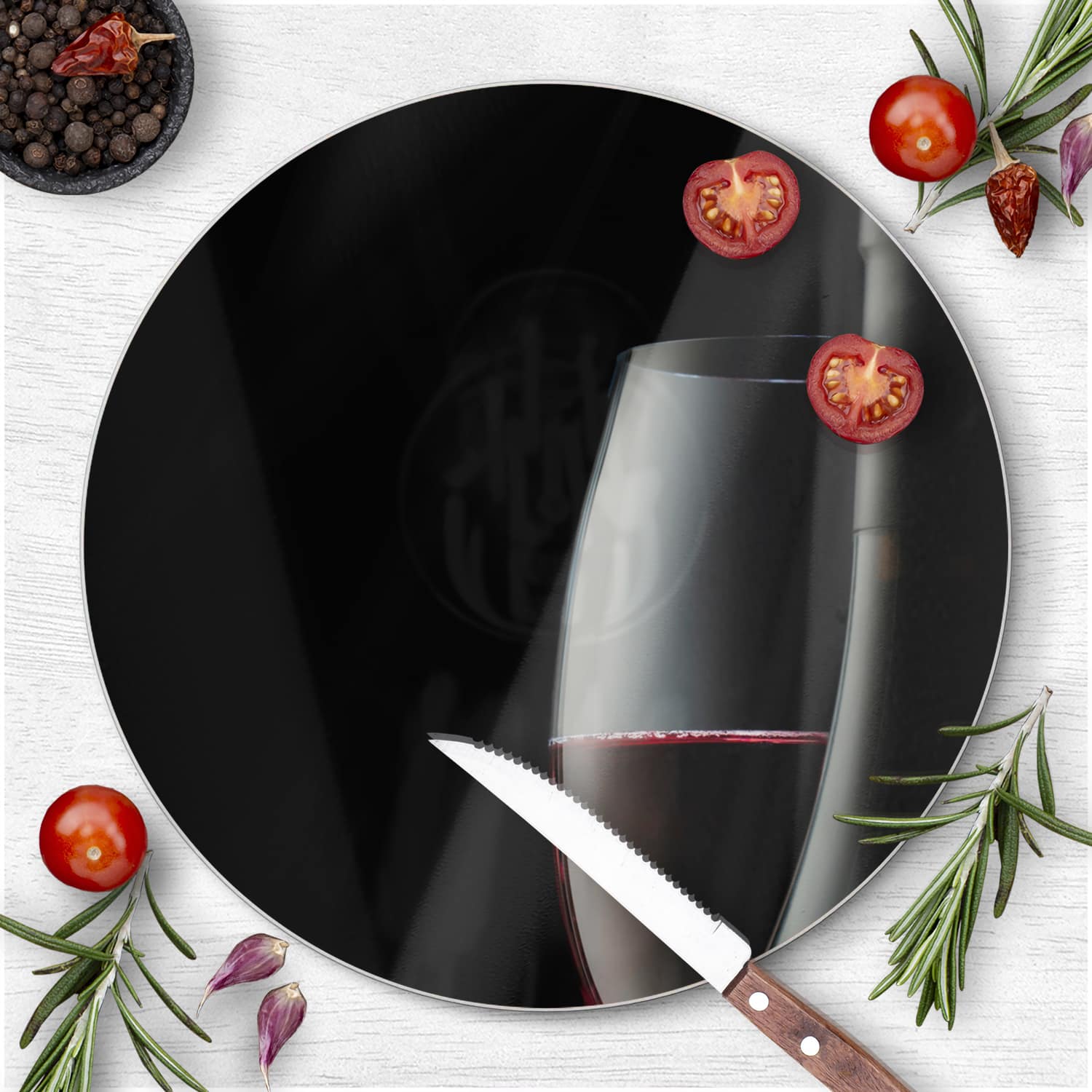 Schneidebrett Rund - Dunkler Rotwein