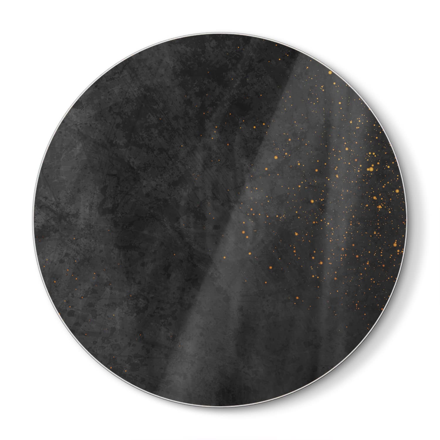 Schneidebrett Rund - Schwarze Textur mit goldenen Partikeln