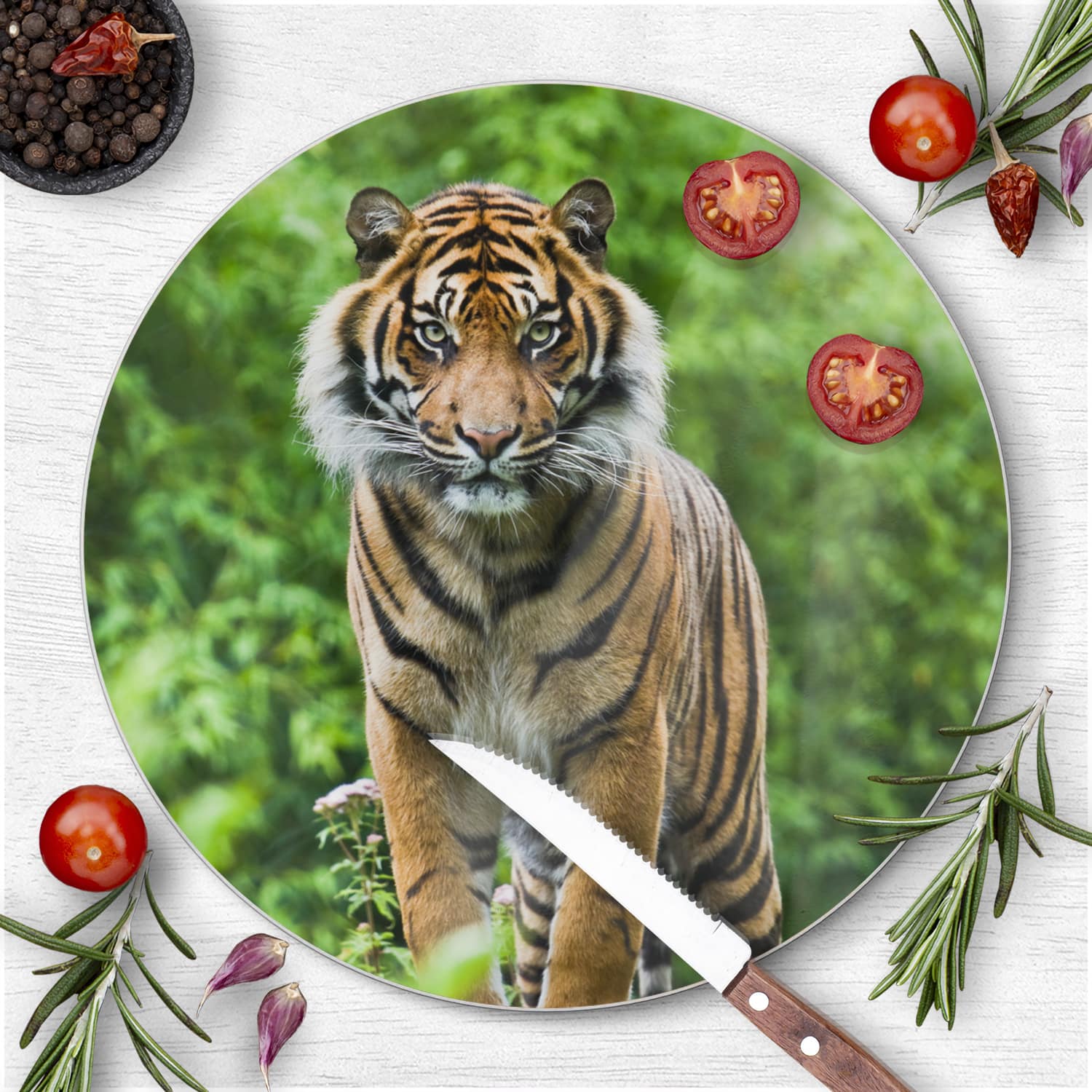 Schneidebrett Rund - Bengalischer Tiger