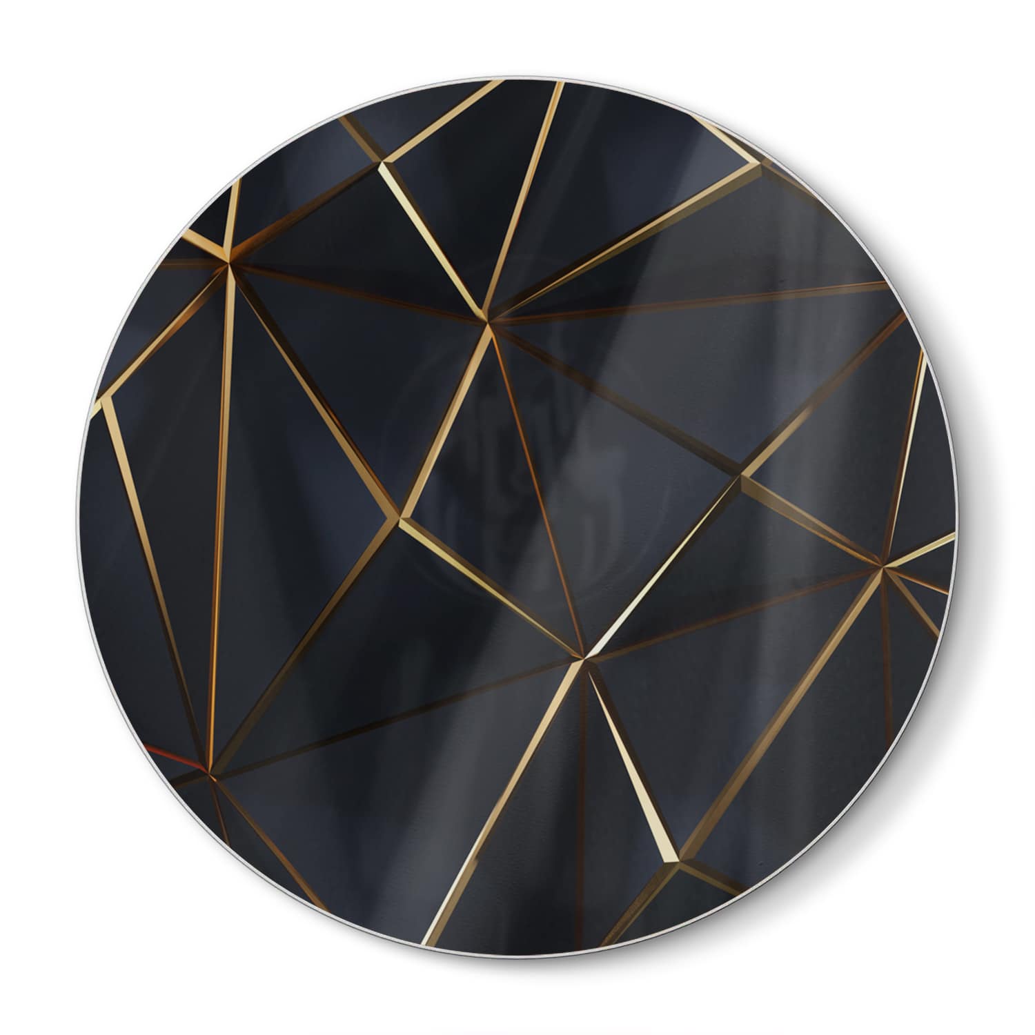 Schneidebrett Rund - Schwarz-goldene geometrische Formen