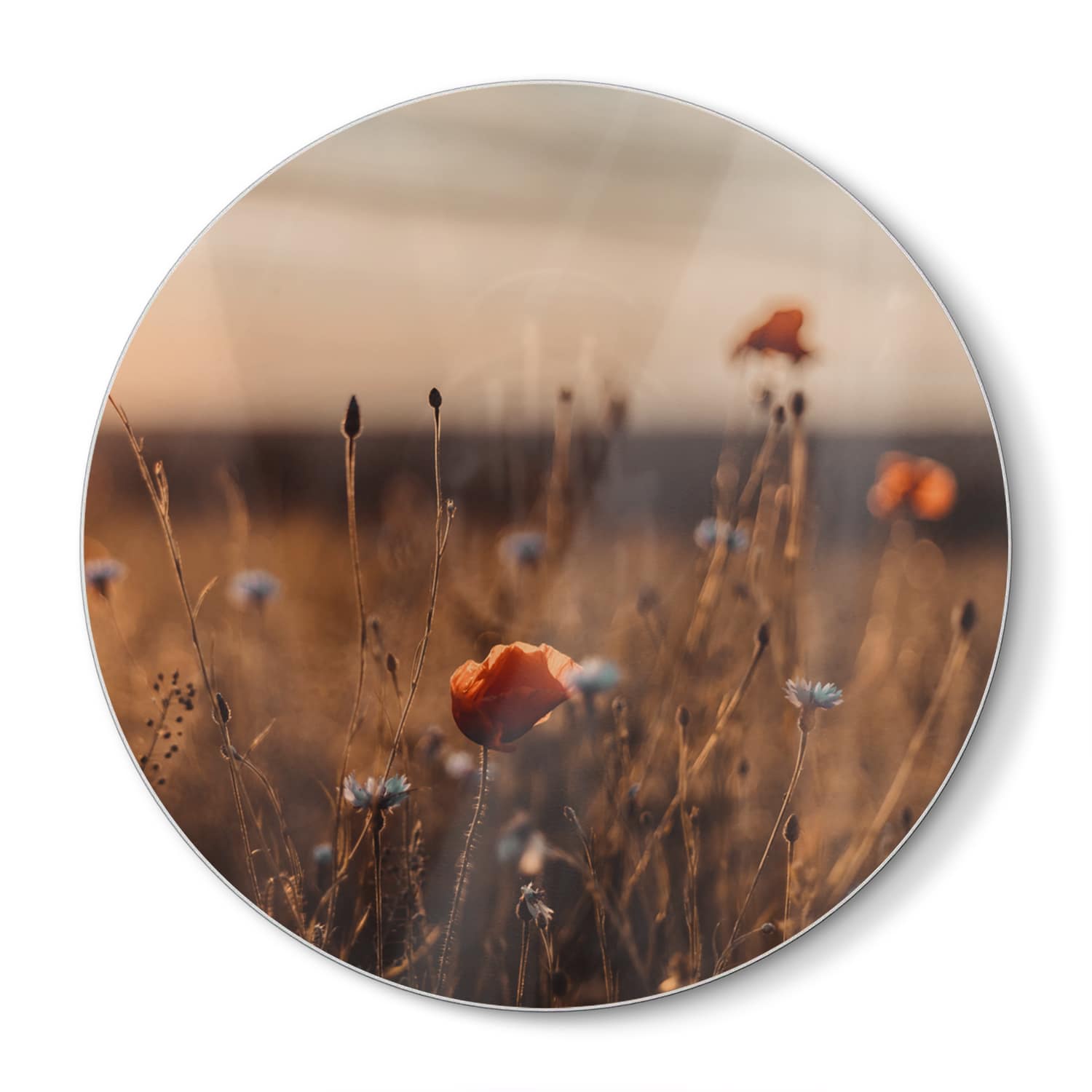 Schneidebrett Rund - Mohnblumen im Feld