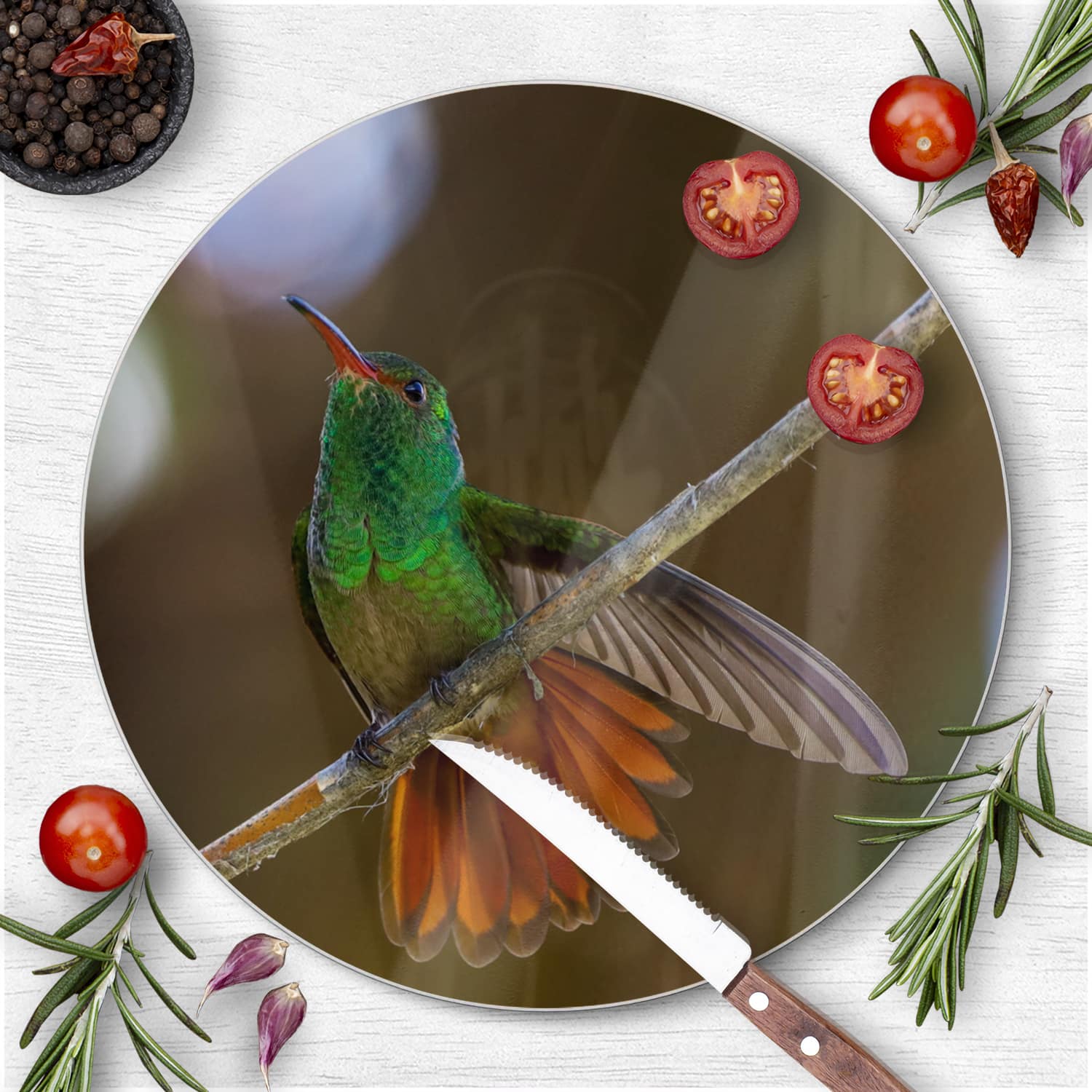 Schneidebrett Rund - Kolibri