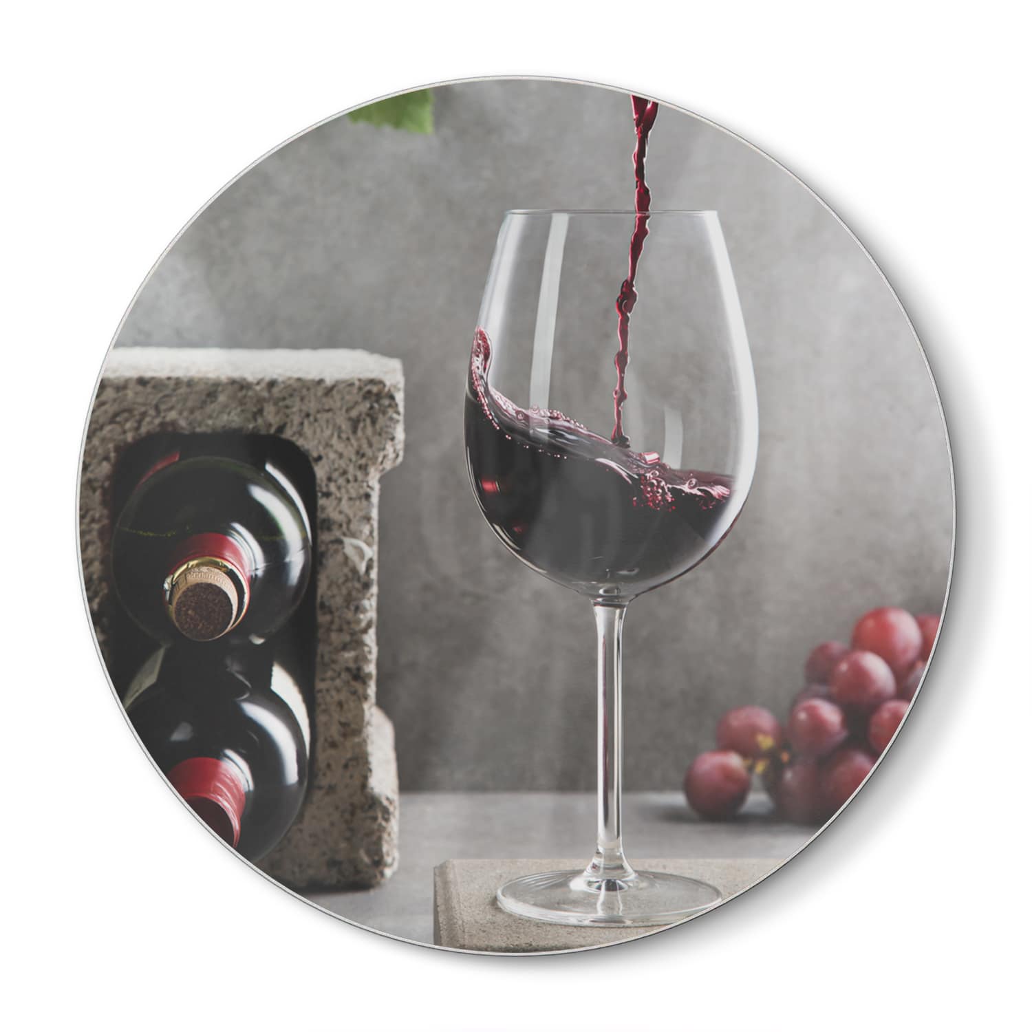 Schneidebrett Rund - Wein einschenken