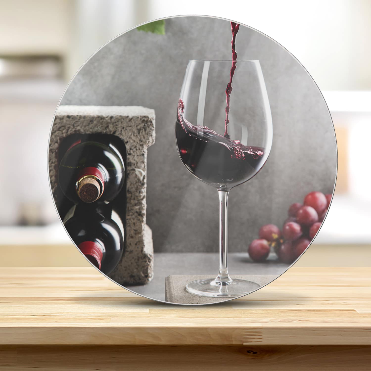 Schneidebrett Rund - Wein einschenken
