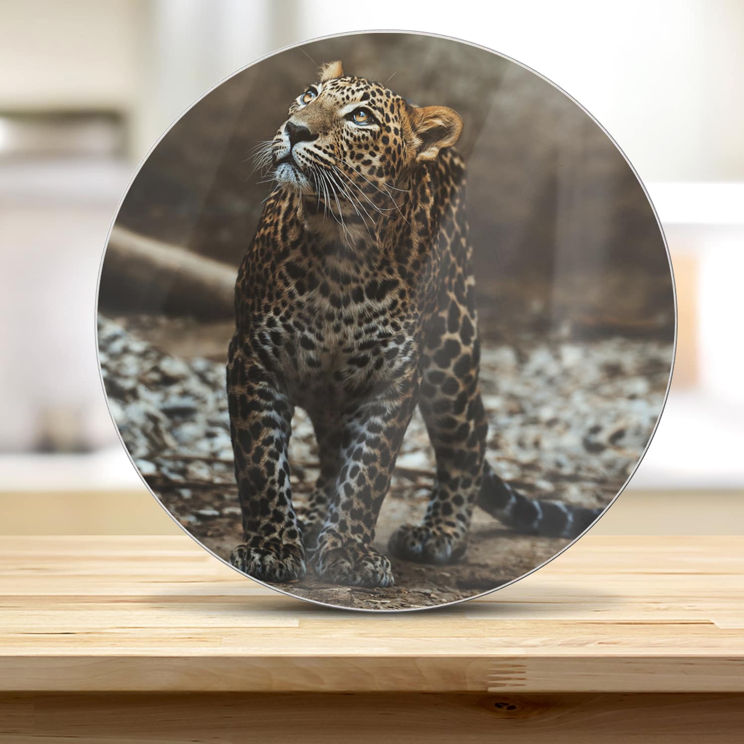 Schneidebrett Rund - Ceylon-Leopard