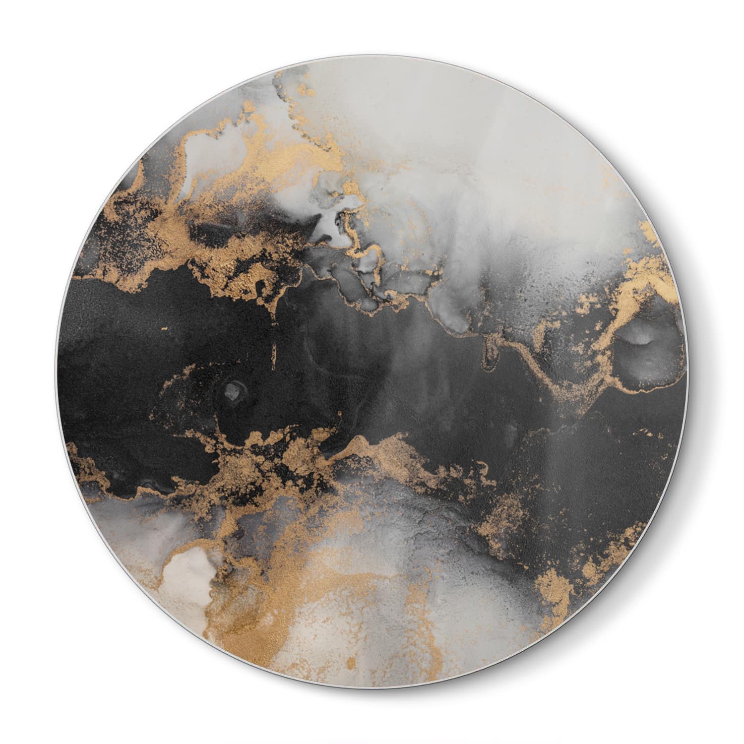 Schneidebrett Rund - Luxuriöser Schwarz-Gold-Marmor