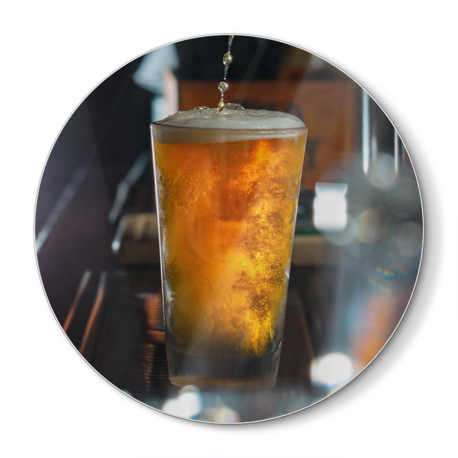 Schneidebrett Rund - Frisch gezapftes Bier
