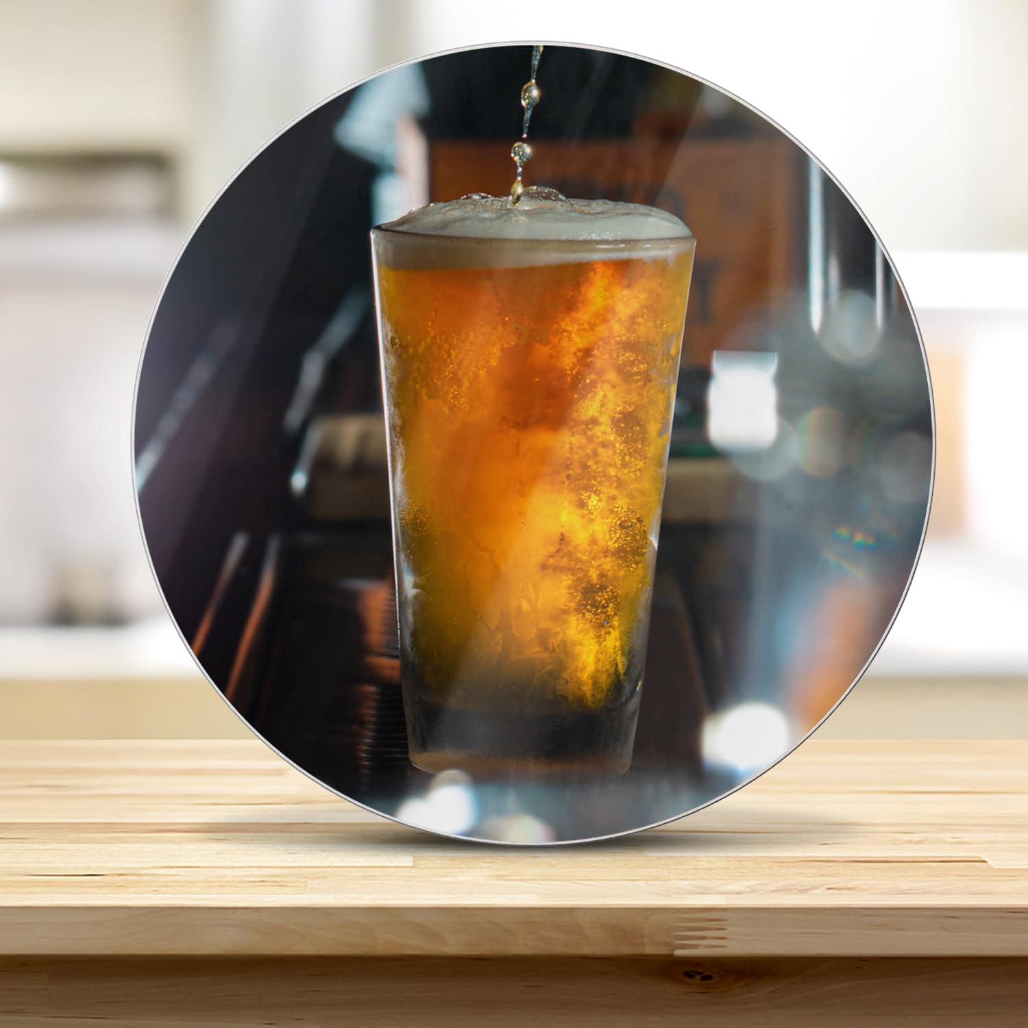 Schneidebrett Rund - Frisch gezapftes Bier