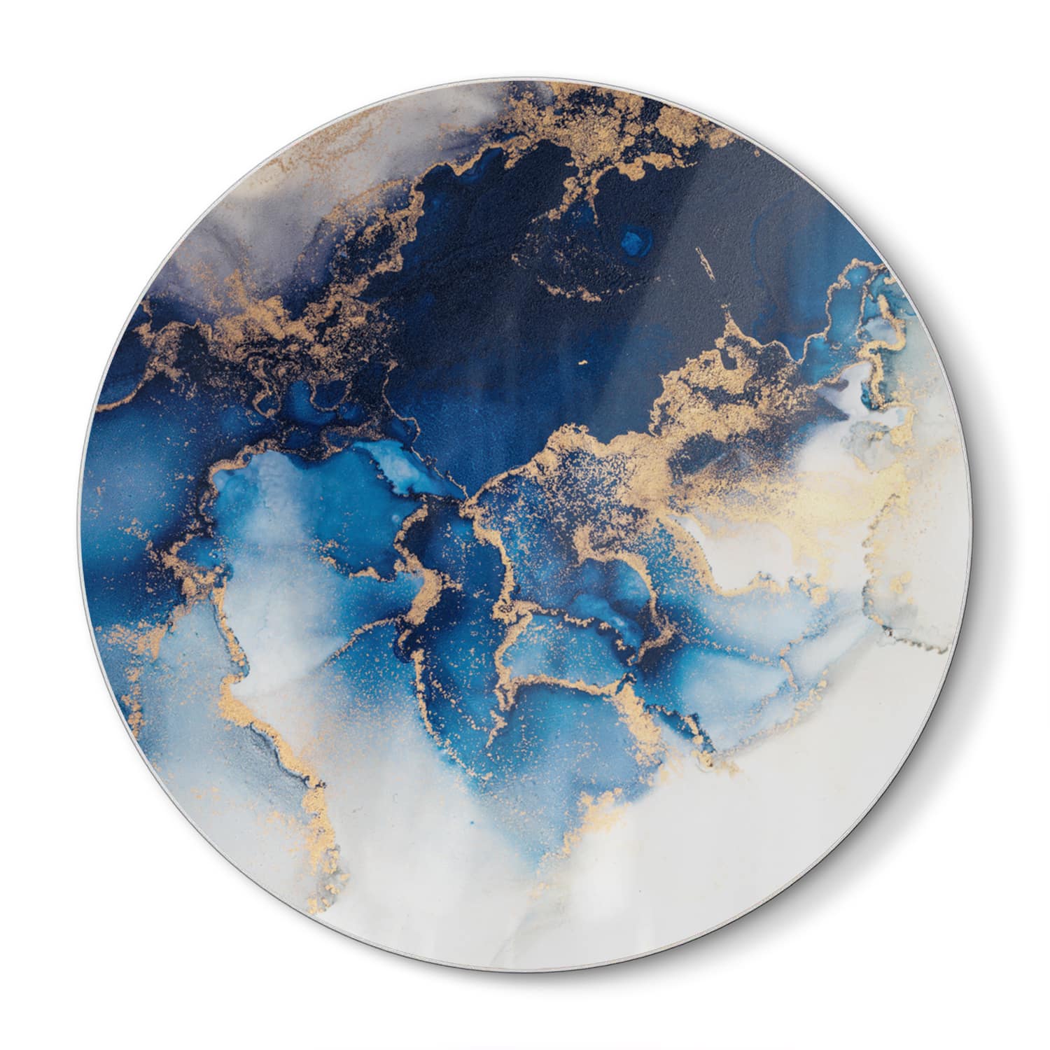 Schneidebrett Rund - Luxuriöser Blau-Gold-Marmor
