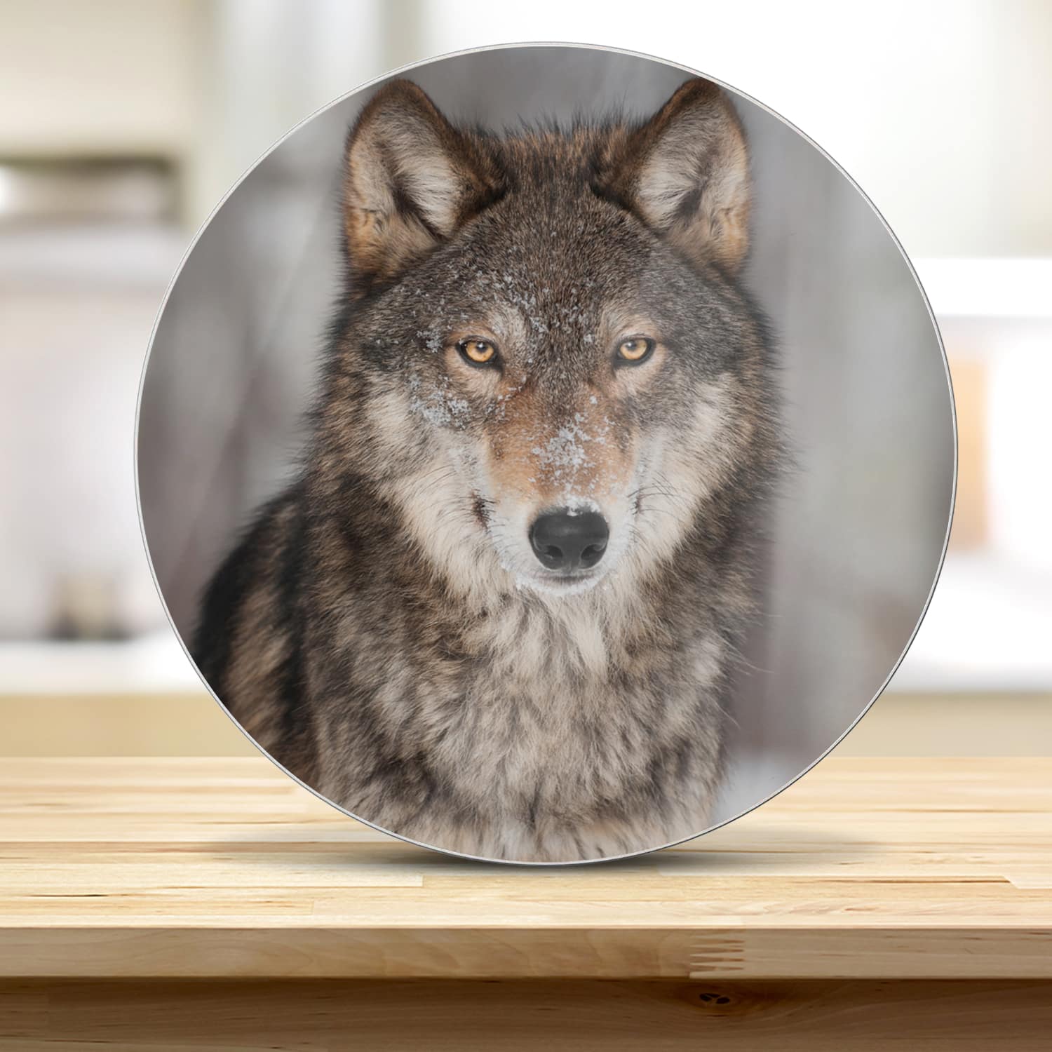 Schneidebrett Rund - Grauer Wolf