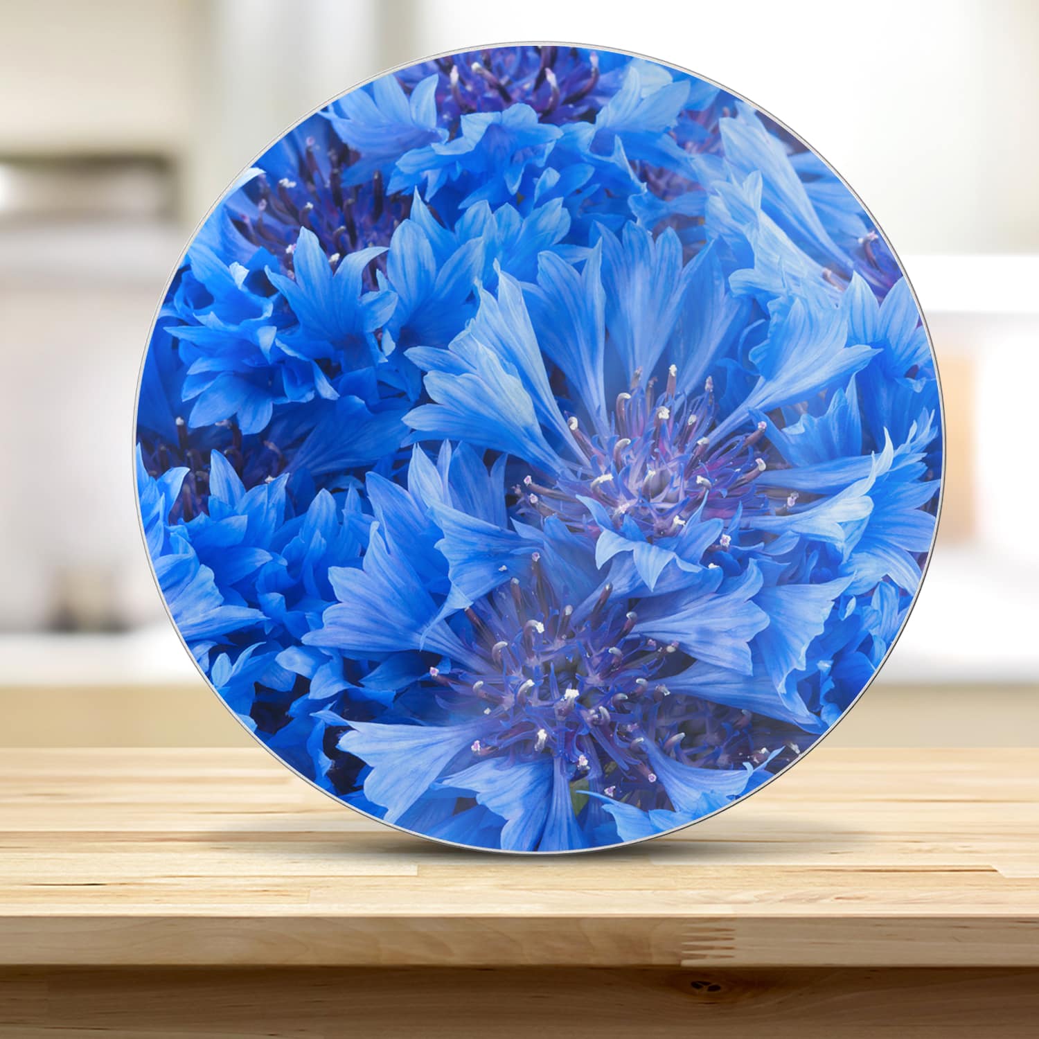 Schneidebrett Rund - Blaue Kornblume