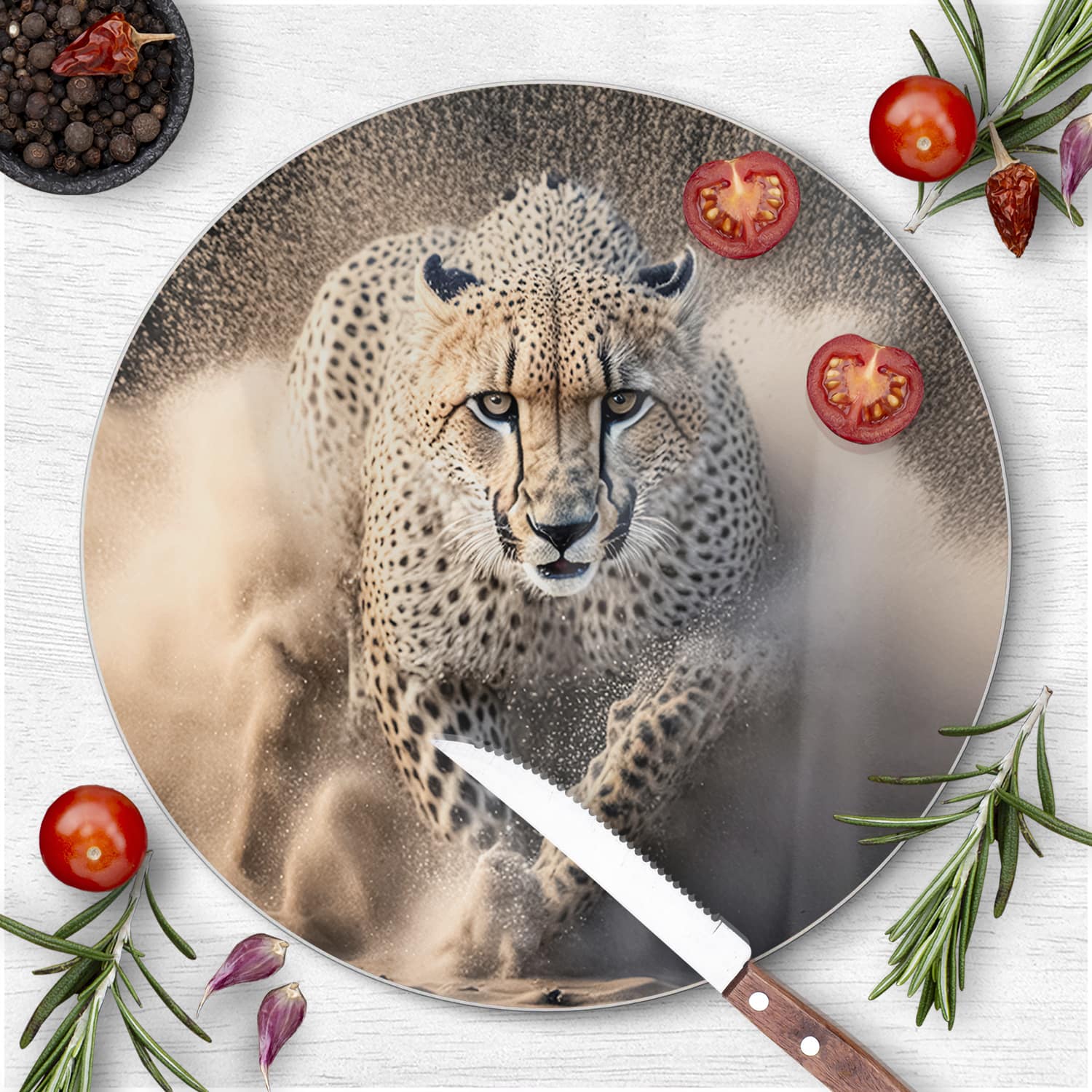 Schneidebrett Rund - Gepard