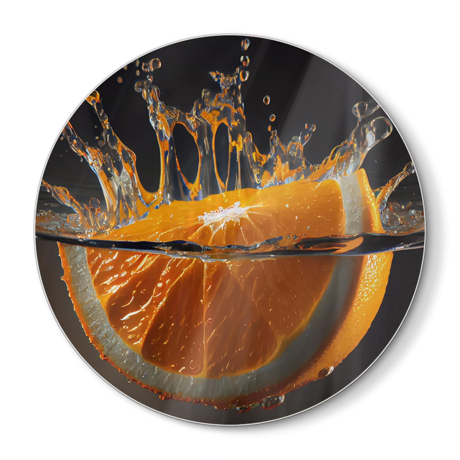Schneidebrett Rund - Orangen-Splash