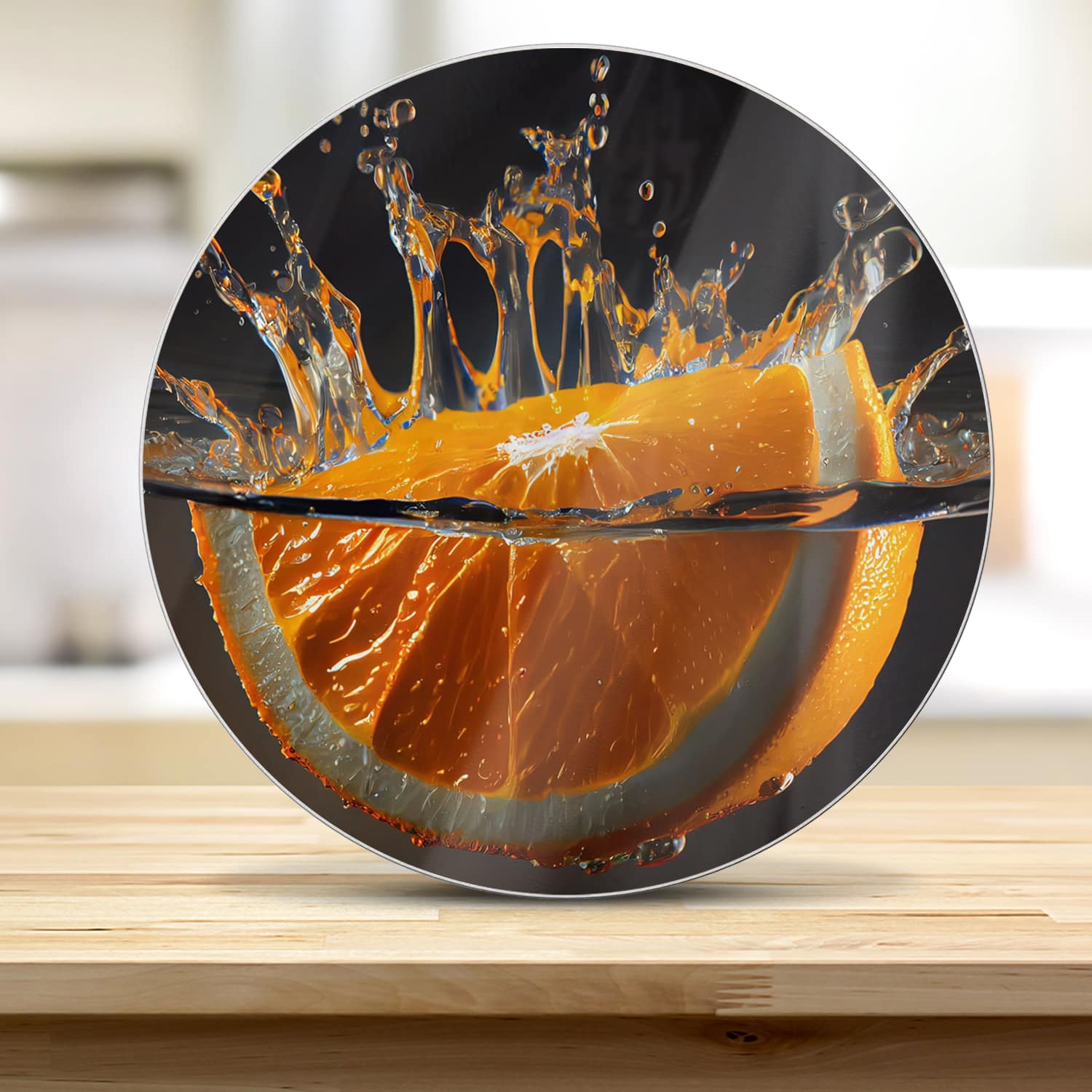Schneidebrett Rund - Orangen-Splash