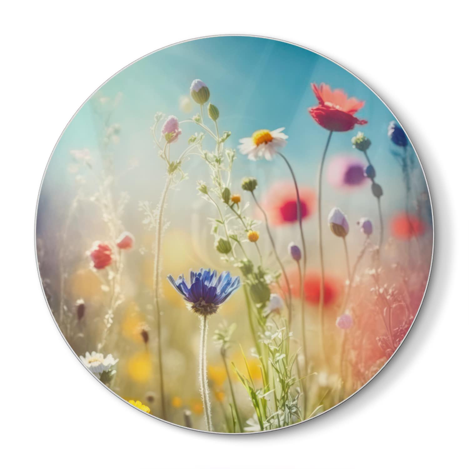 Schneidebrett Rund - Bunte Wildblumenwiese