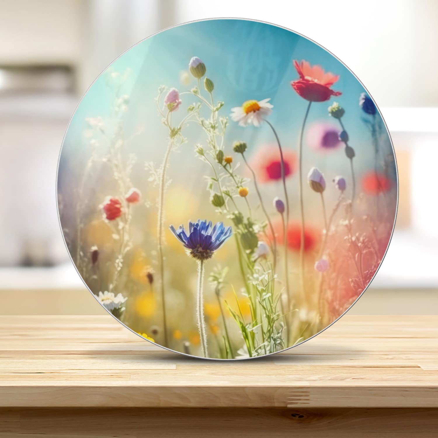Schneidebrett Rund - Bunte Wildblumenwiese