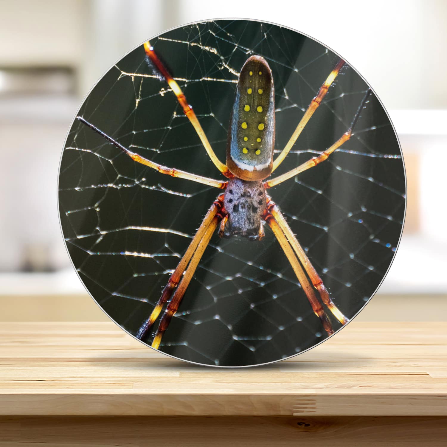 Schneidebrett Rund - Goldene Webspinne