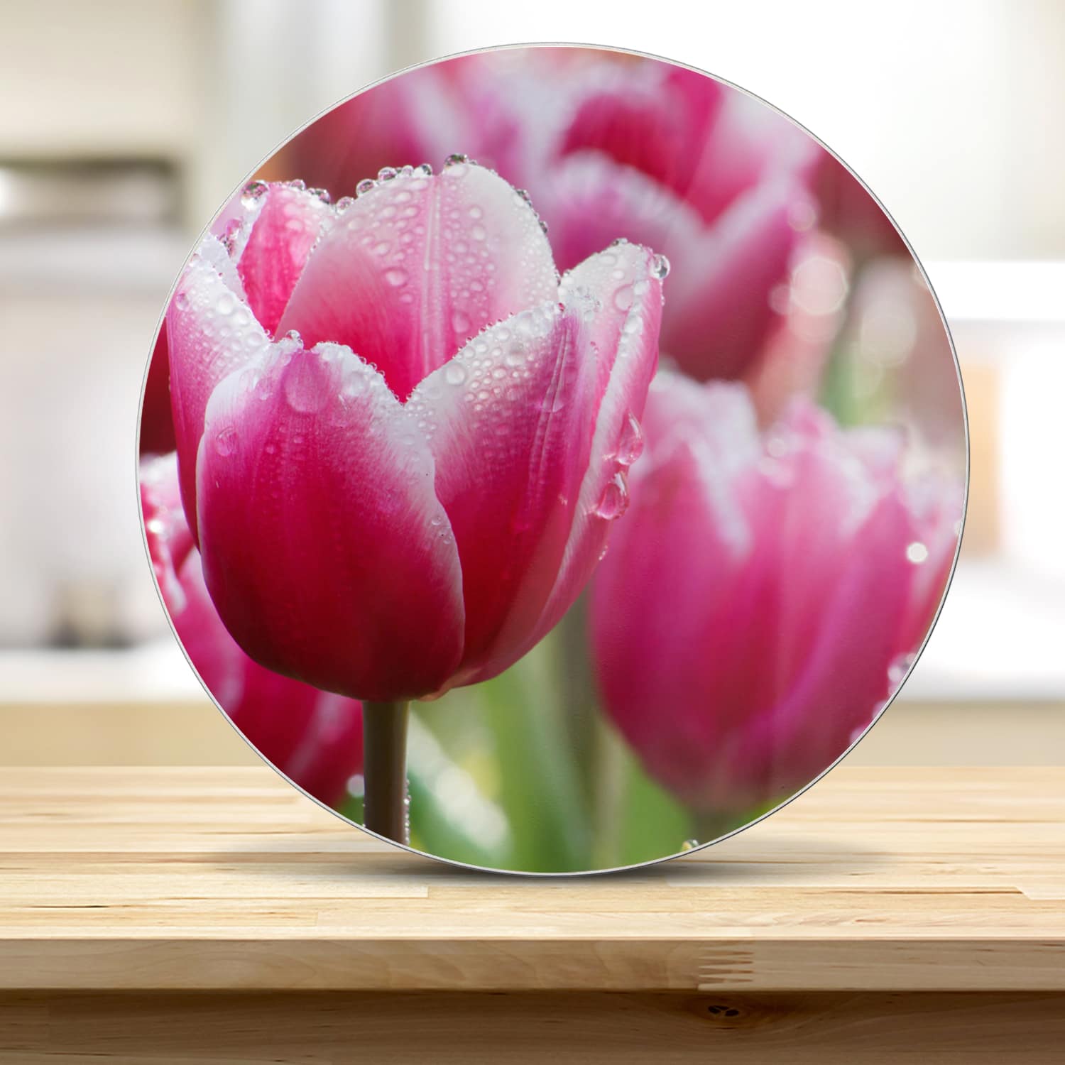 Schneidebrett Rund - Nasse Tulpen