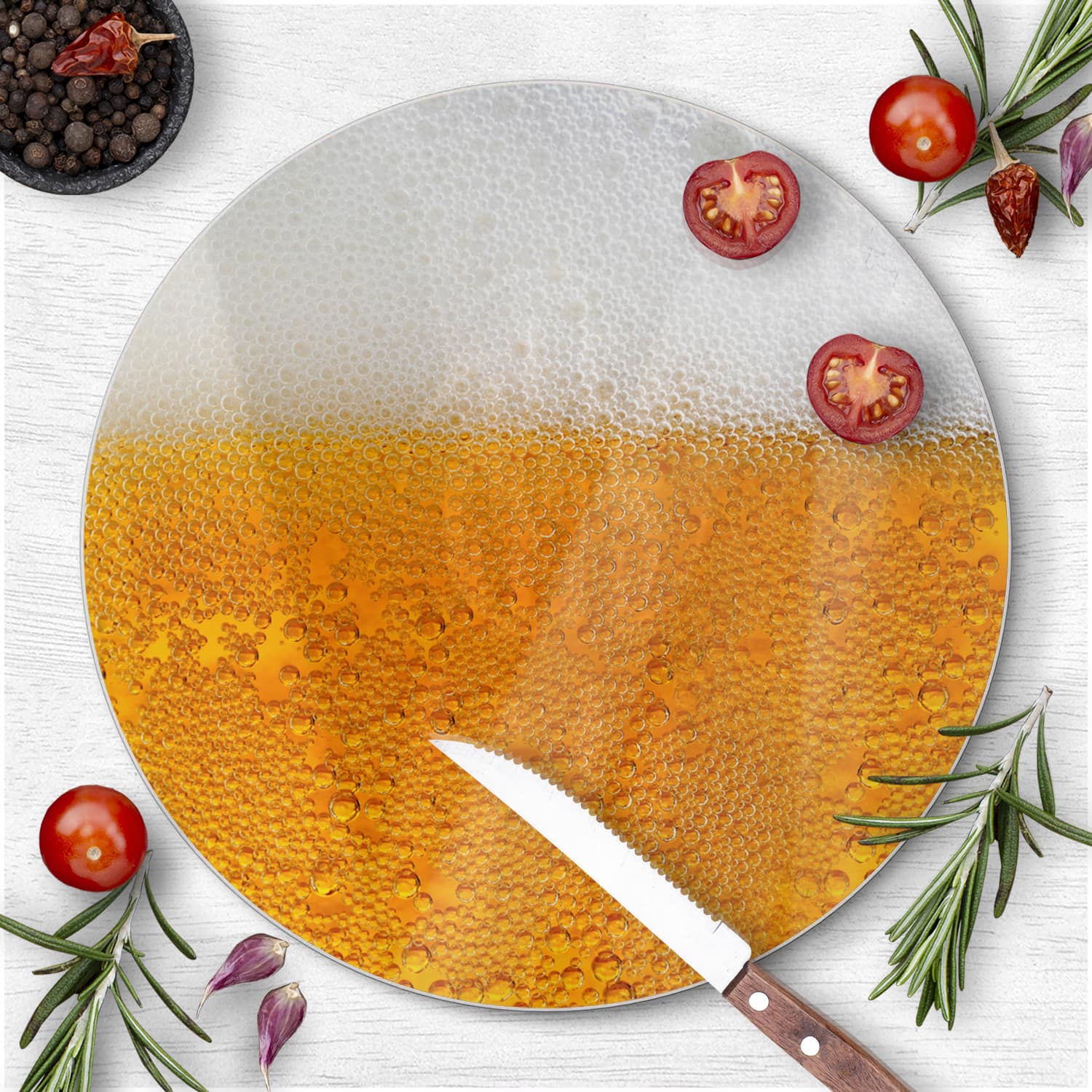 Schneidebrett Rund - Bier