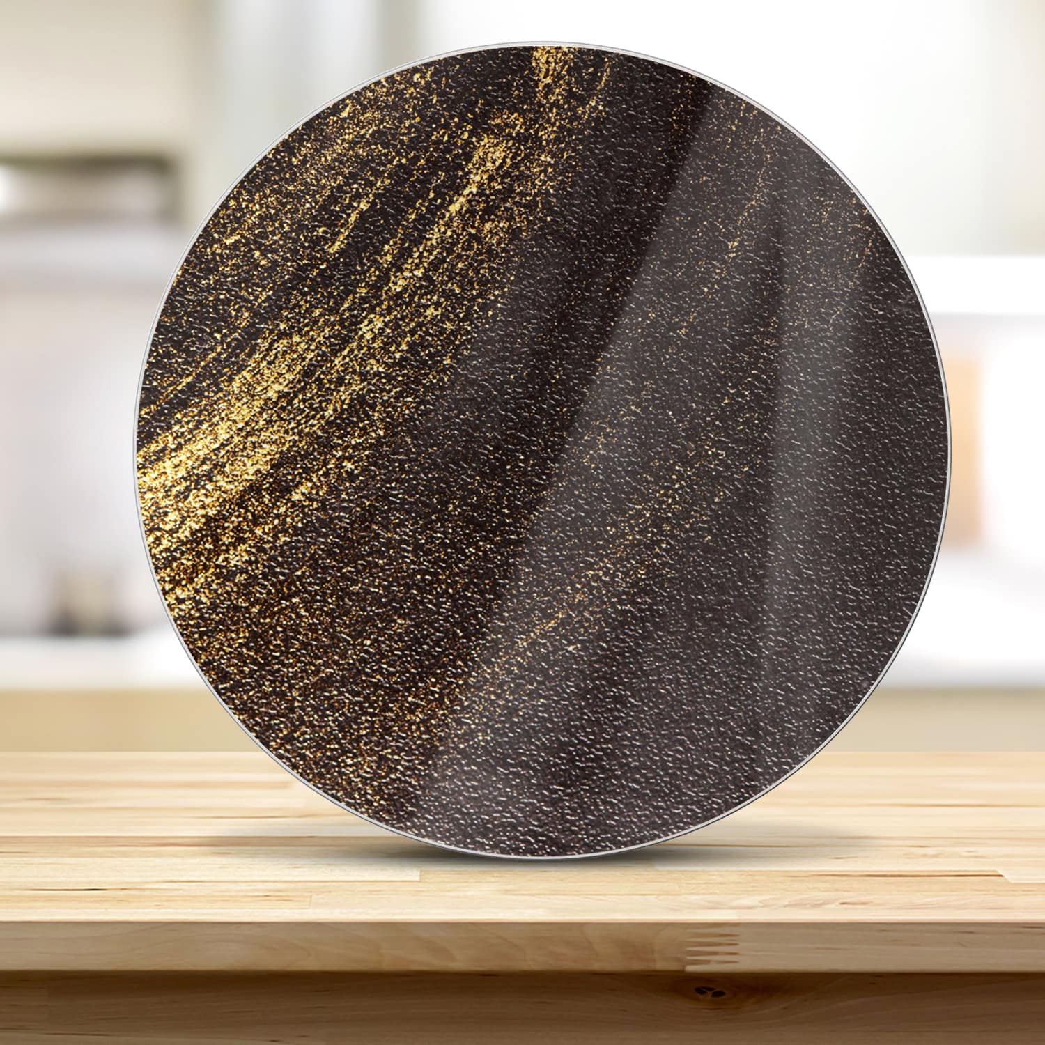 Schneidebrett Rund - Goldener Glitzerschwung