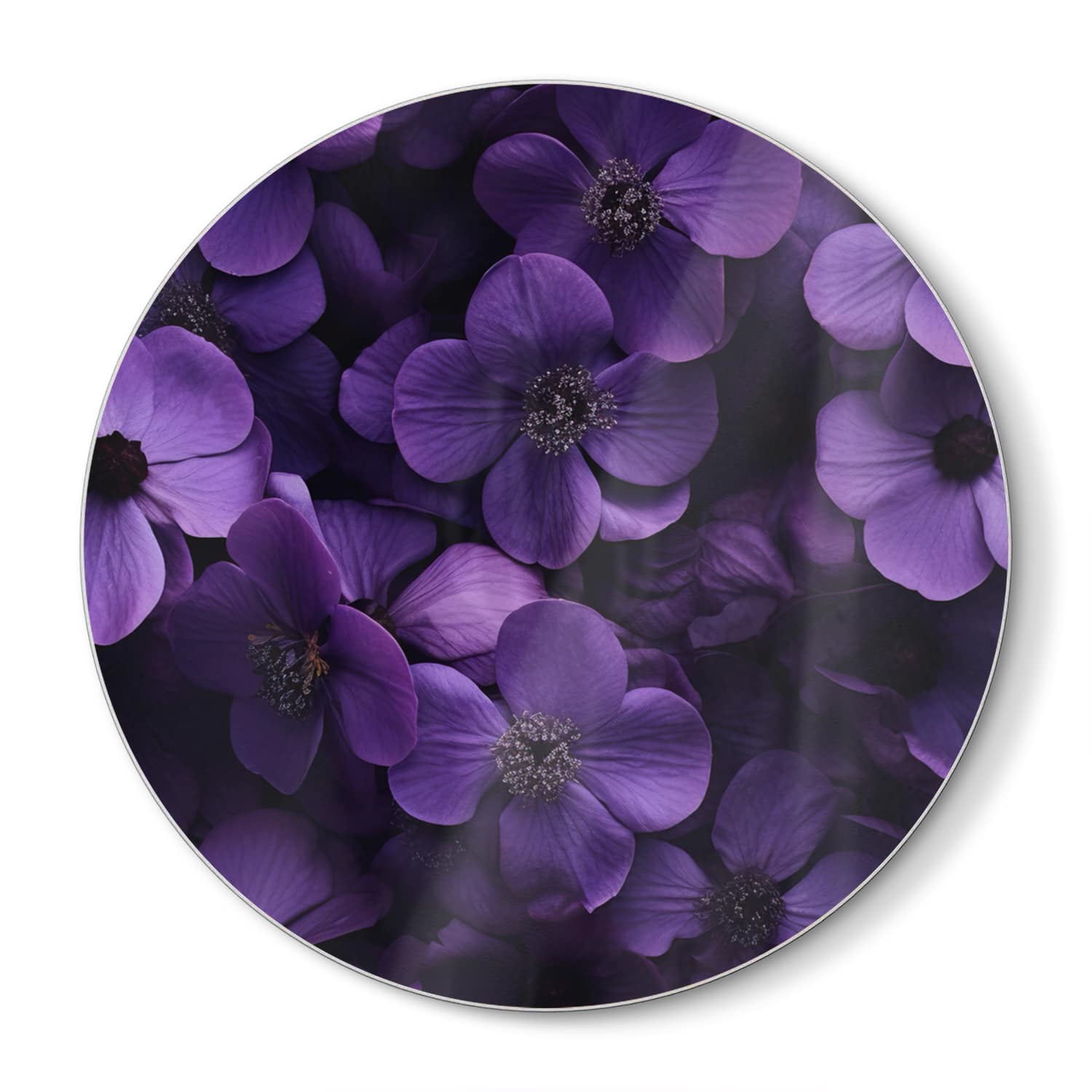Schneidebrett Rund - Lila Blumen