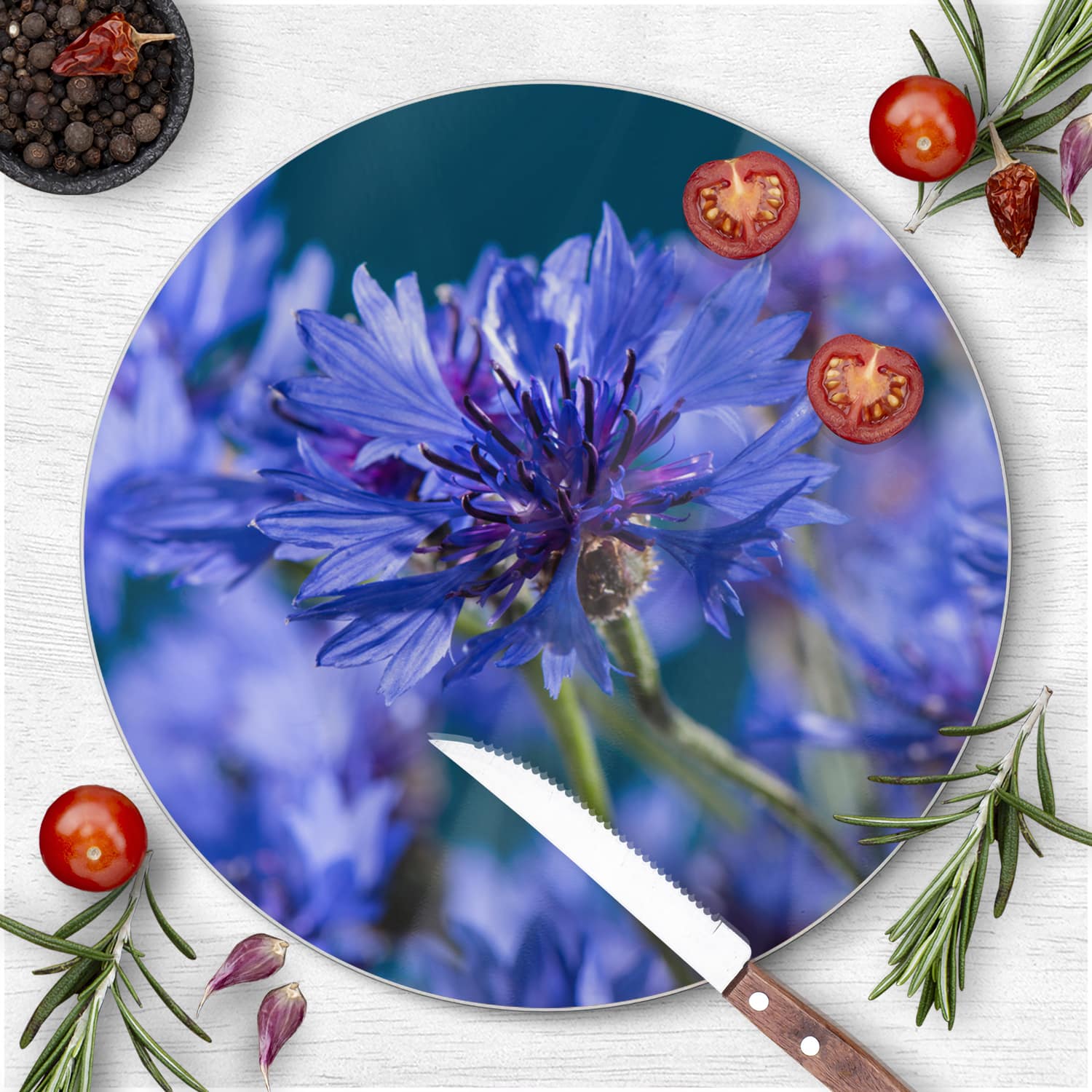 Schneidebrett Rund - Kornblume