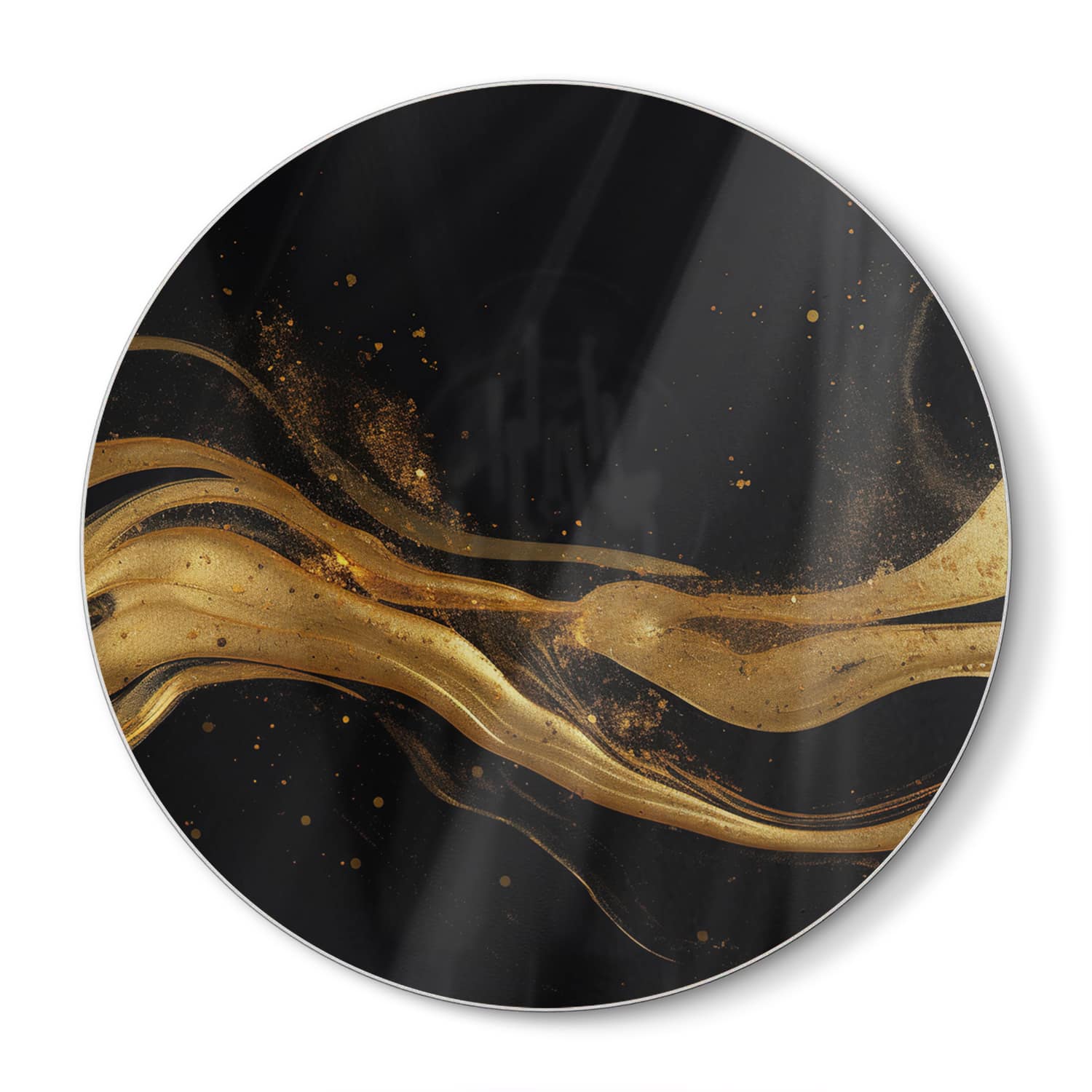 Schneidebrett Rund - Abstrakter luxuriöser Schwarz-Gold-Hintergrund