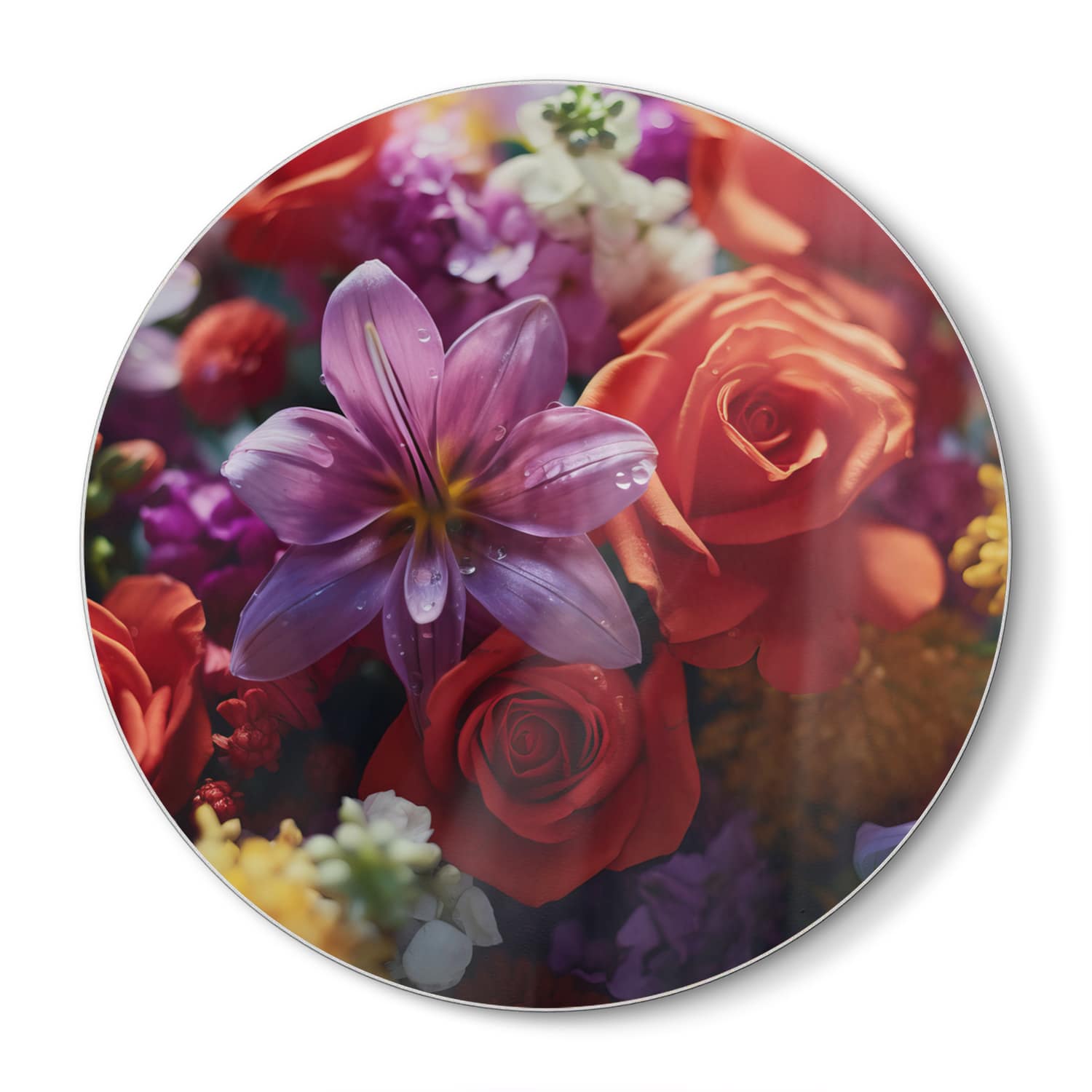 Schneidebrett Rund - Blumenstrauß