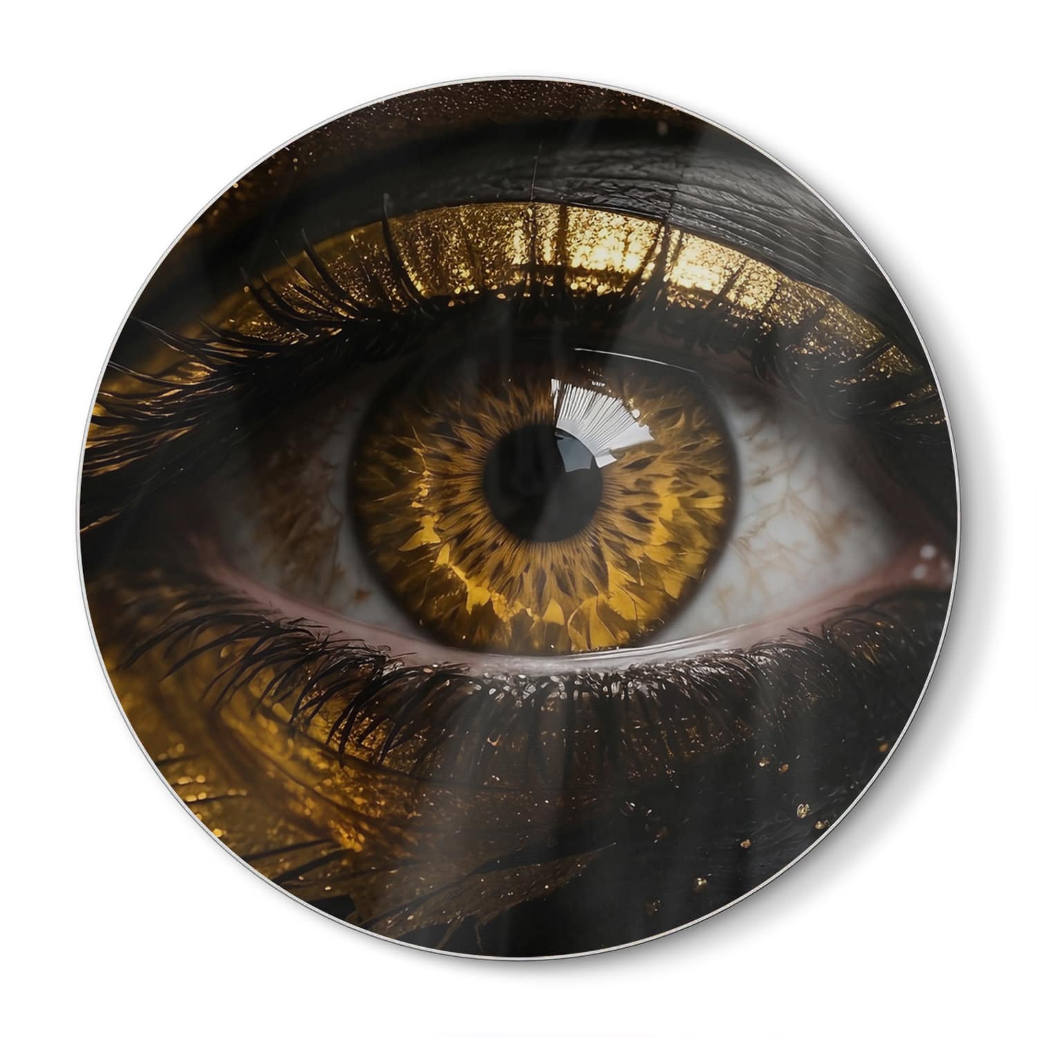 Schneidebrett Rund - Schwarz und goldenes Auge