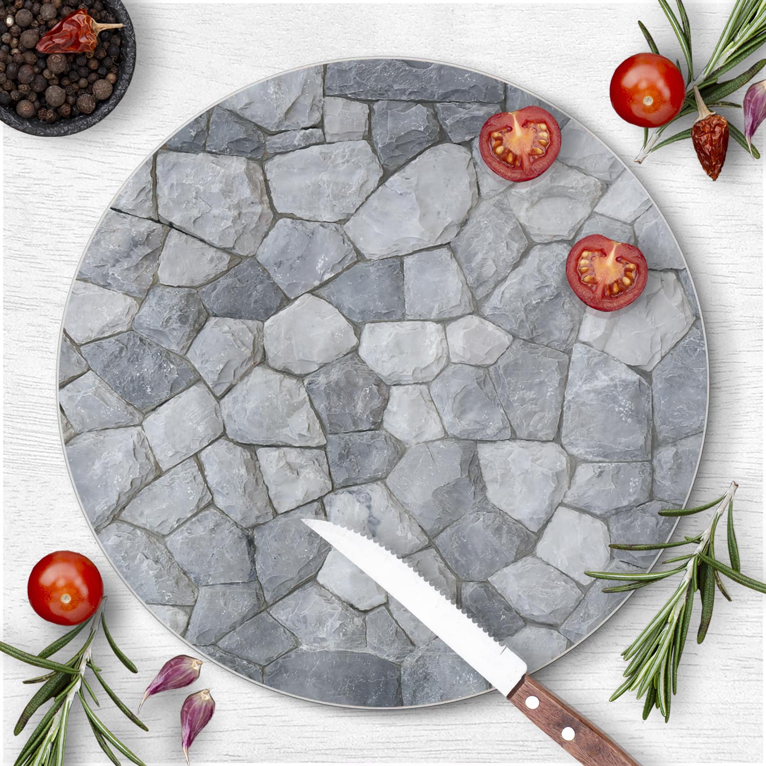 Schneidebrett Rund - Dekorative Schieferwand