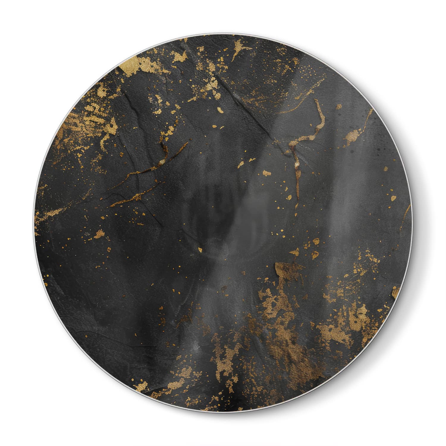 Schneidebrett Rund - Schwarz/Gold raue Textur