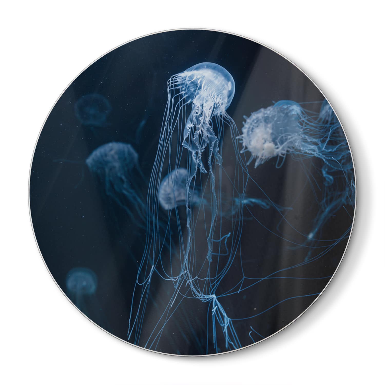 Schneidebrett Rund - Blaue Quallen