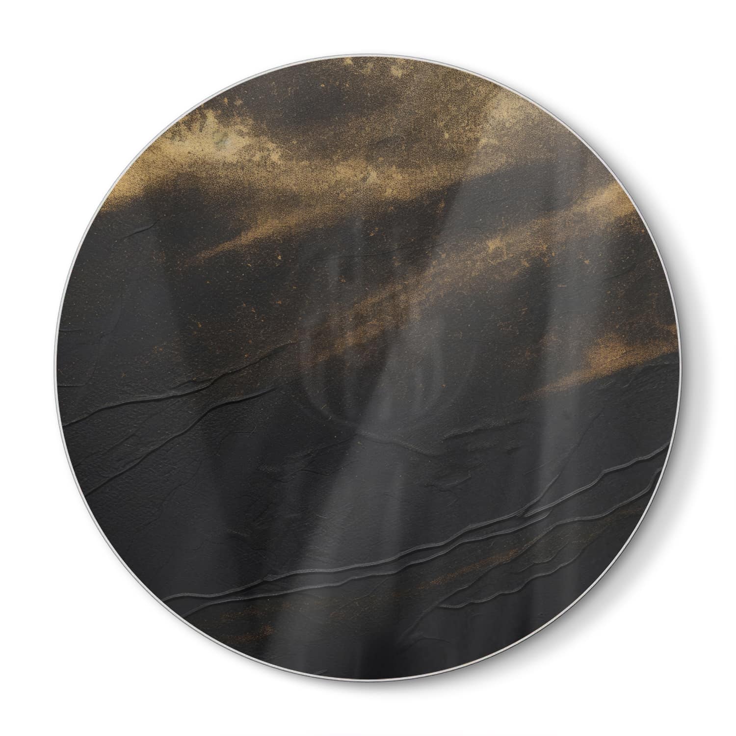 Schneidebrett Rund - Schwarz/Gold luxuriöse Textur