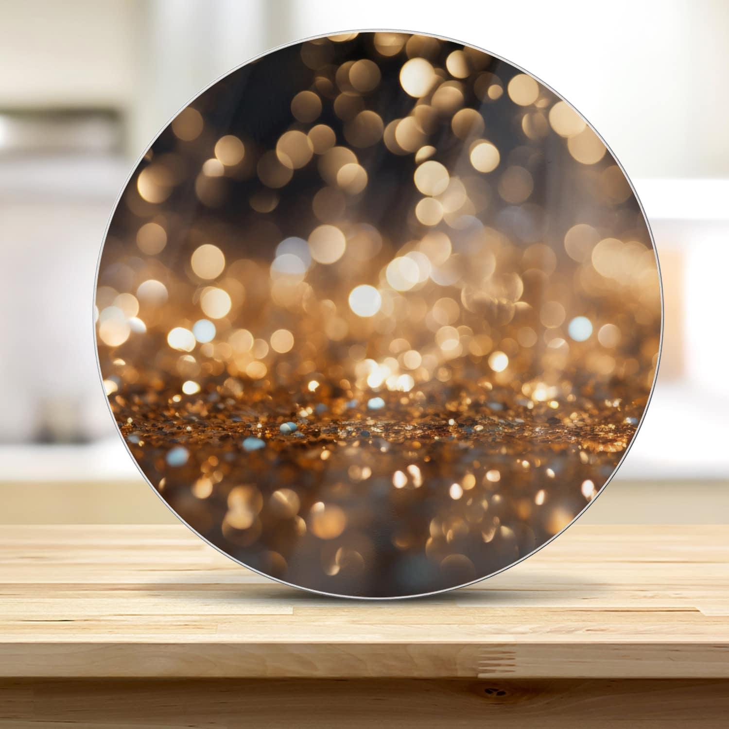 Schneidebrett Rund - Goldene Glitzer