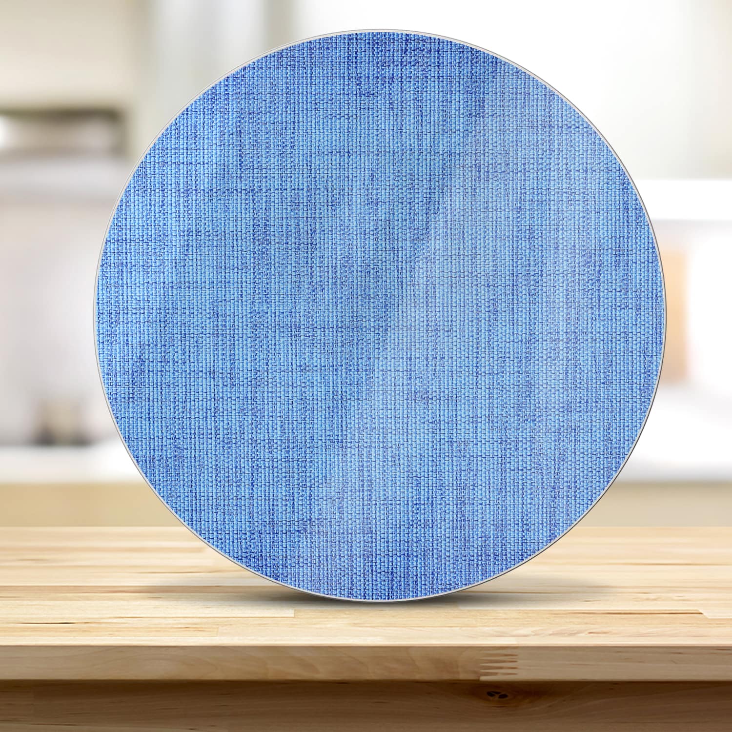 Schneidebrett Rund - Blauer Stoff