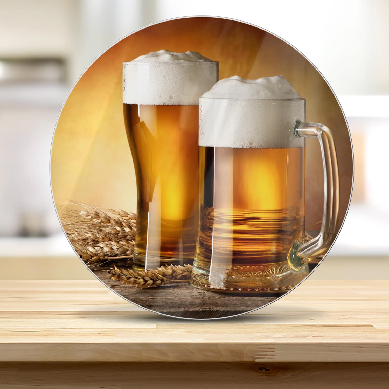 Schneidebrett Rund - Bier und Gerste