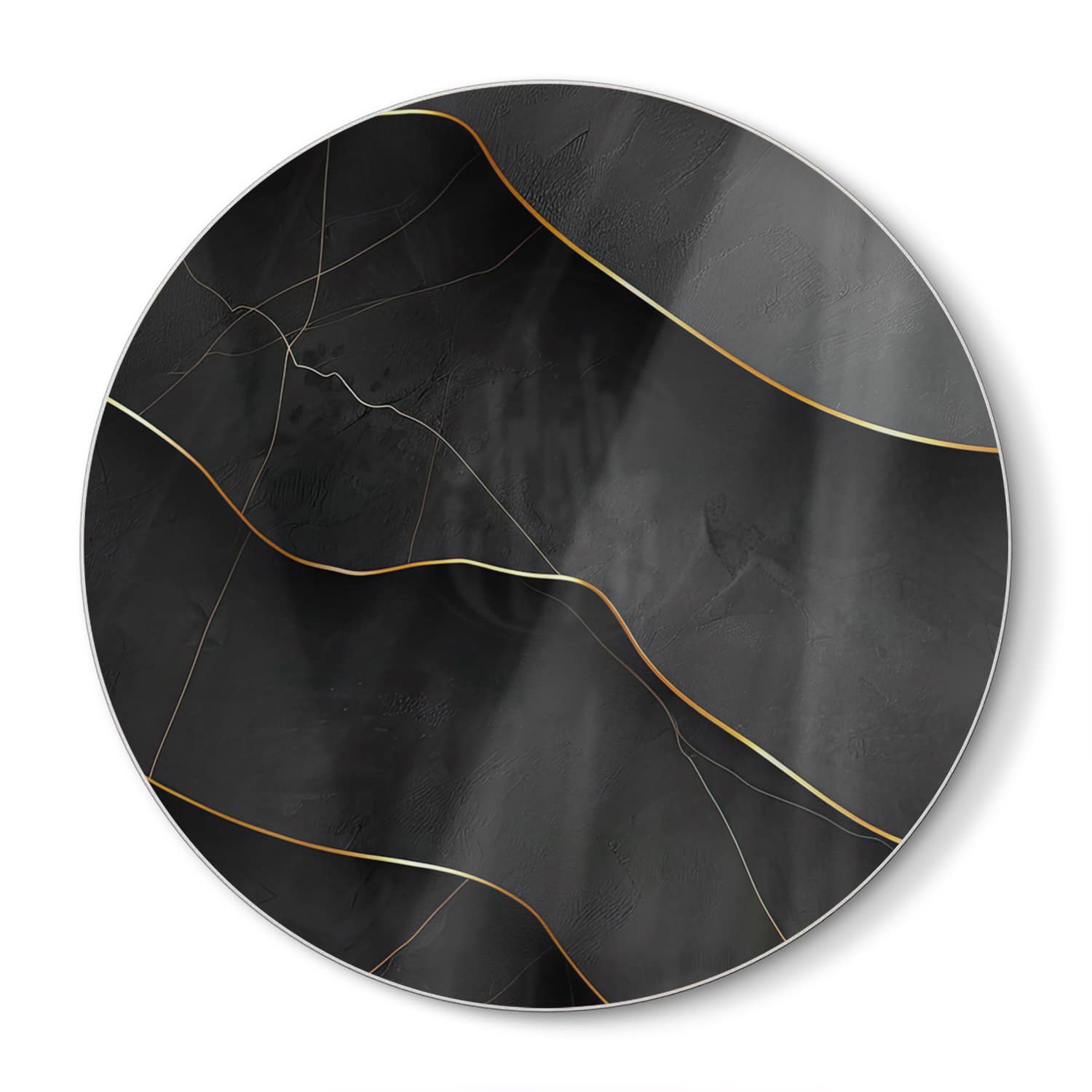 Schneidebrett Rund - Abstrakte Schwarz-Goldene Textur