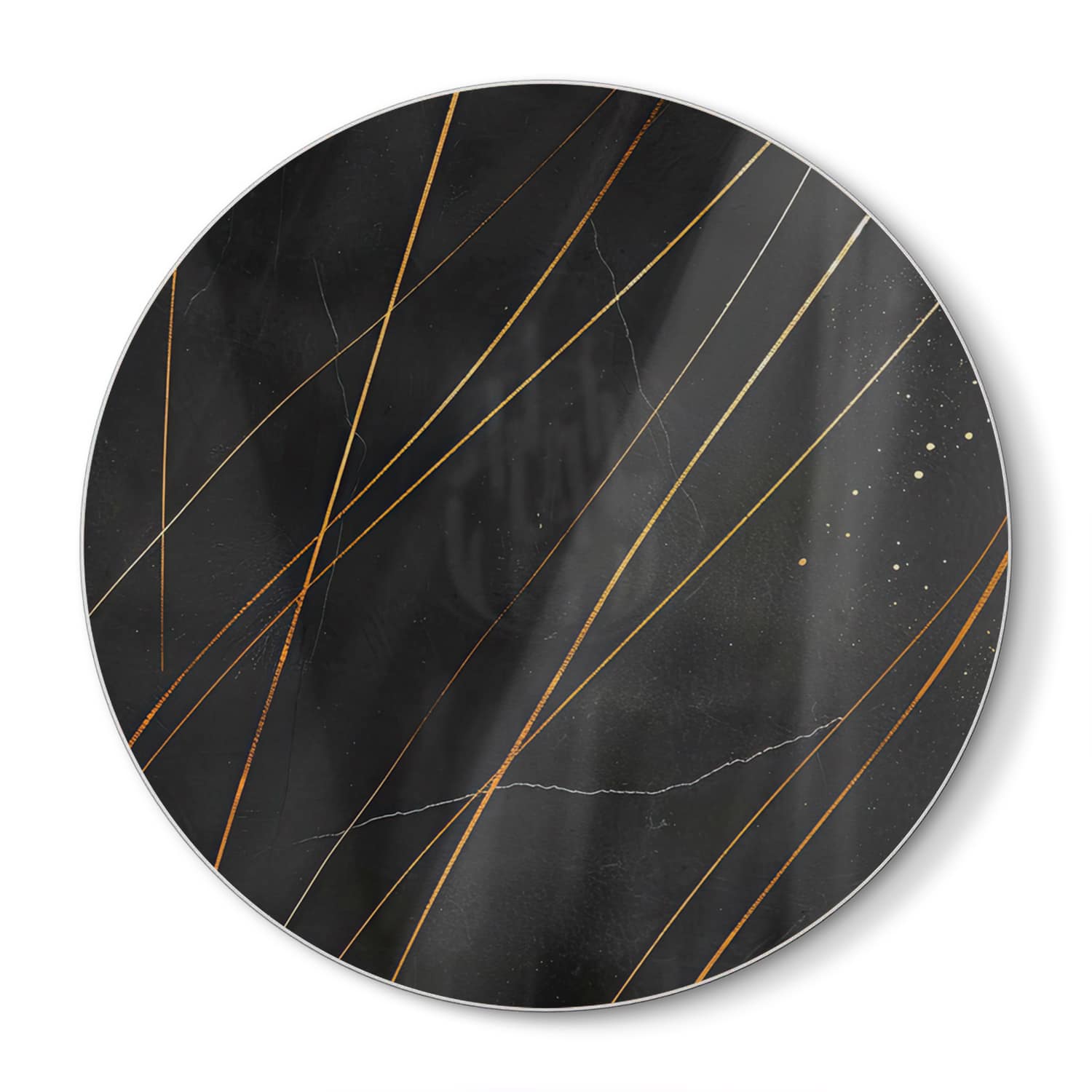 Schneidebrett Rund - Goldene Linien auf Schwarz