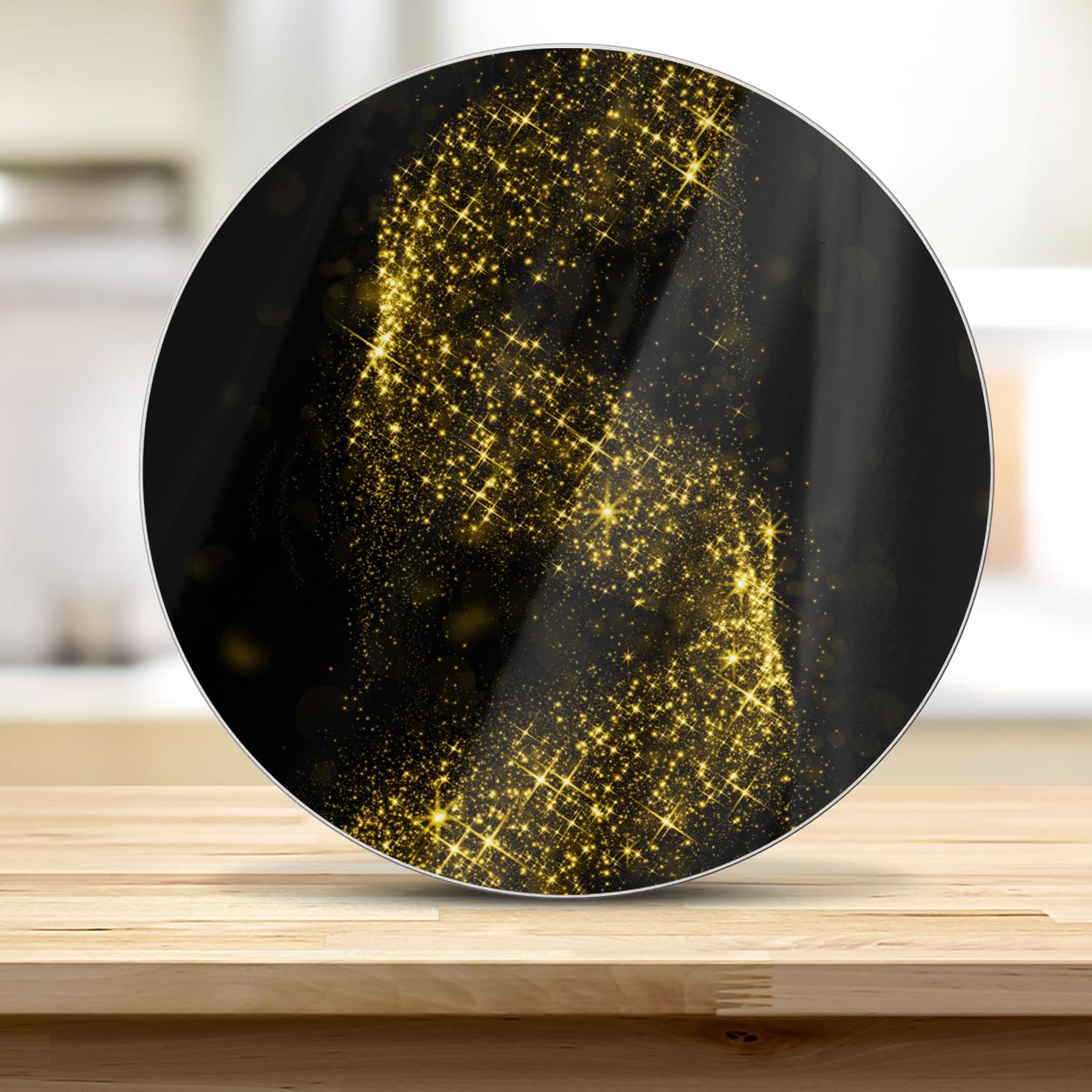 Schneidebrett Rund - Goldene Glitzerspirale