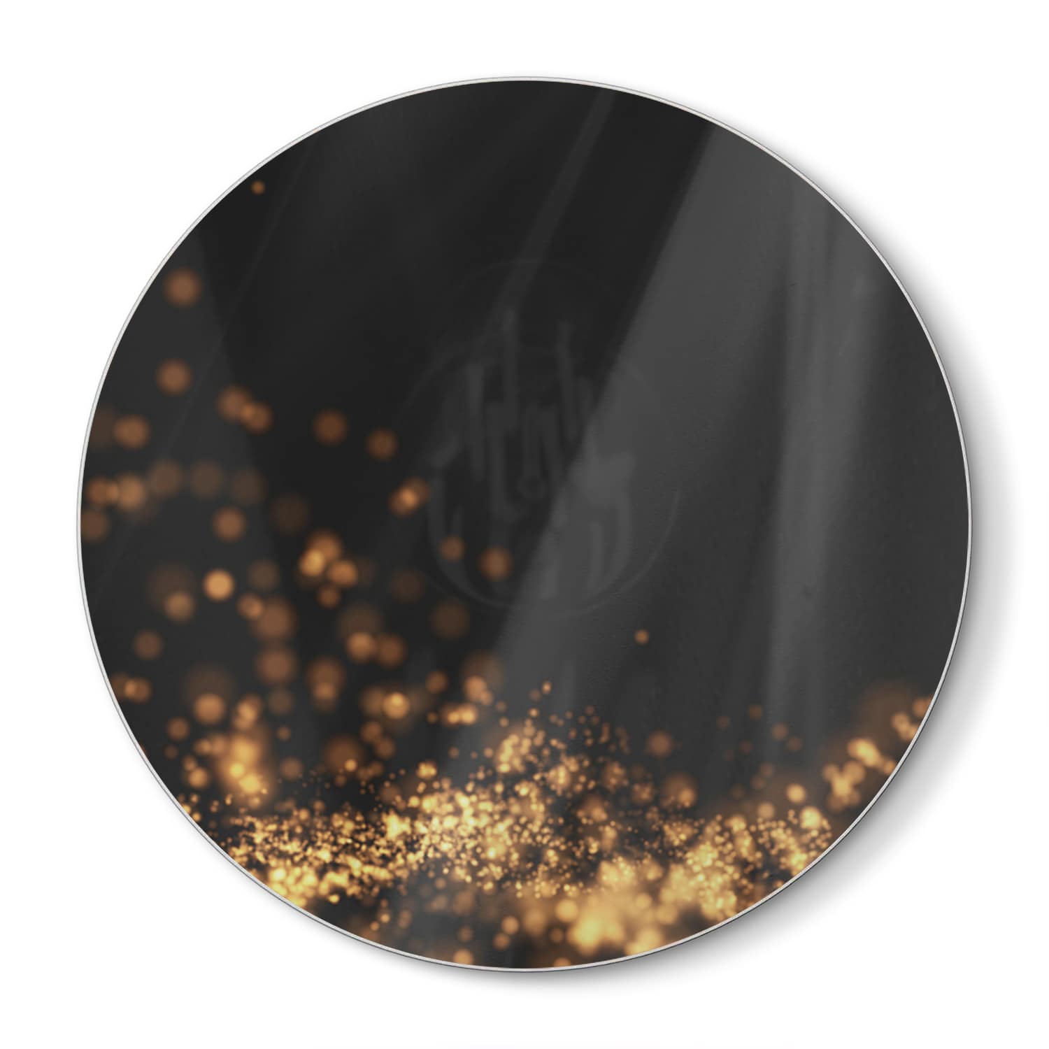 Schneidebrett Rund - Goldener wellenförmiger Glitzerhintergrund