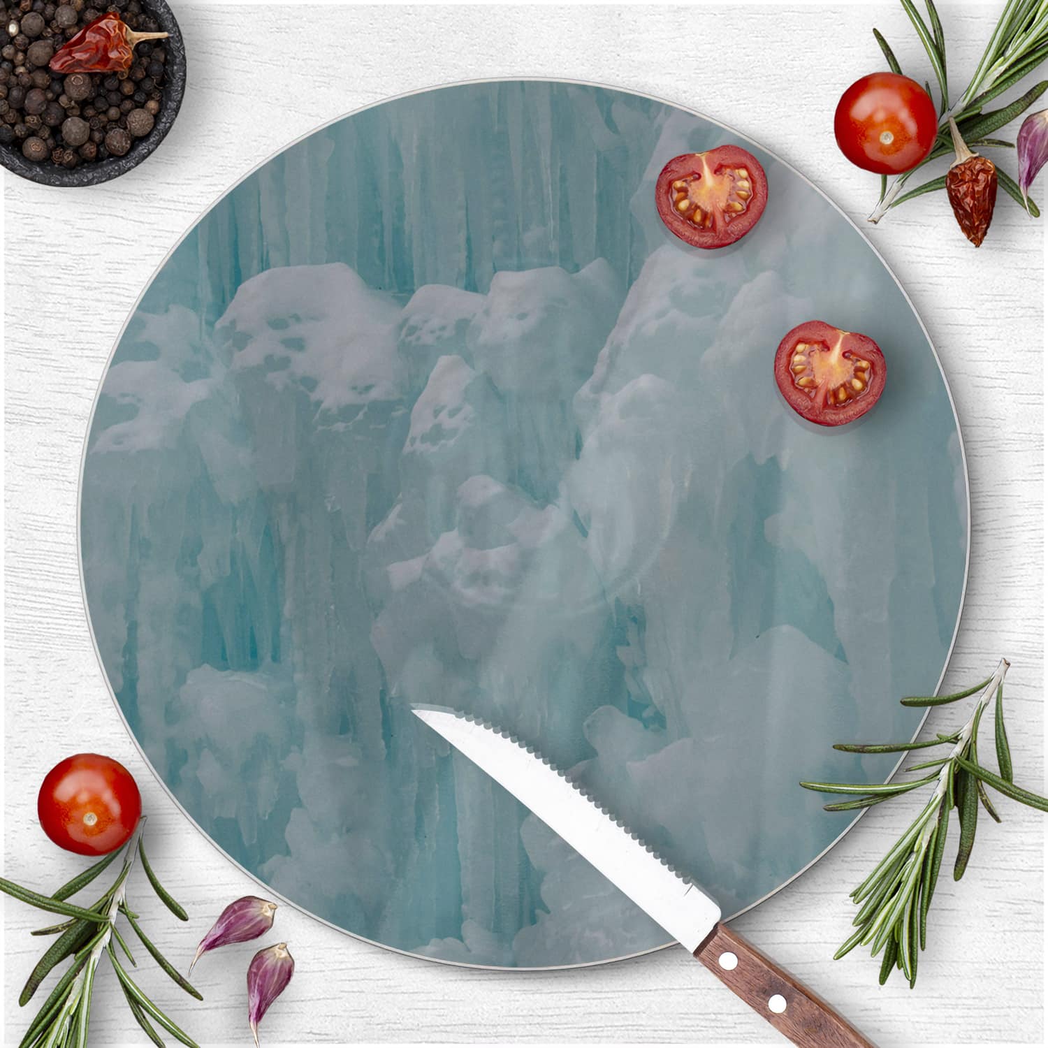 Schneidebrett Rund - Natürliche Eisskulpturen