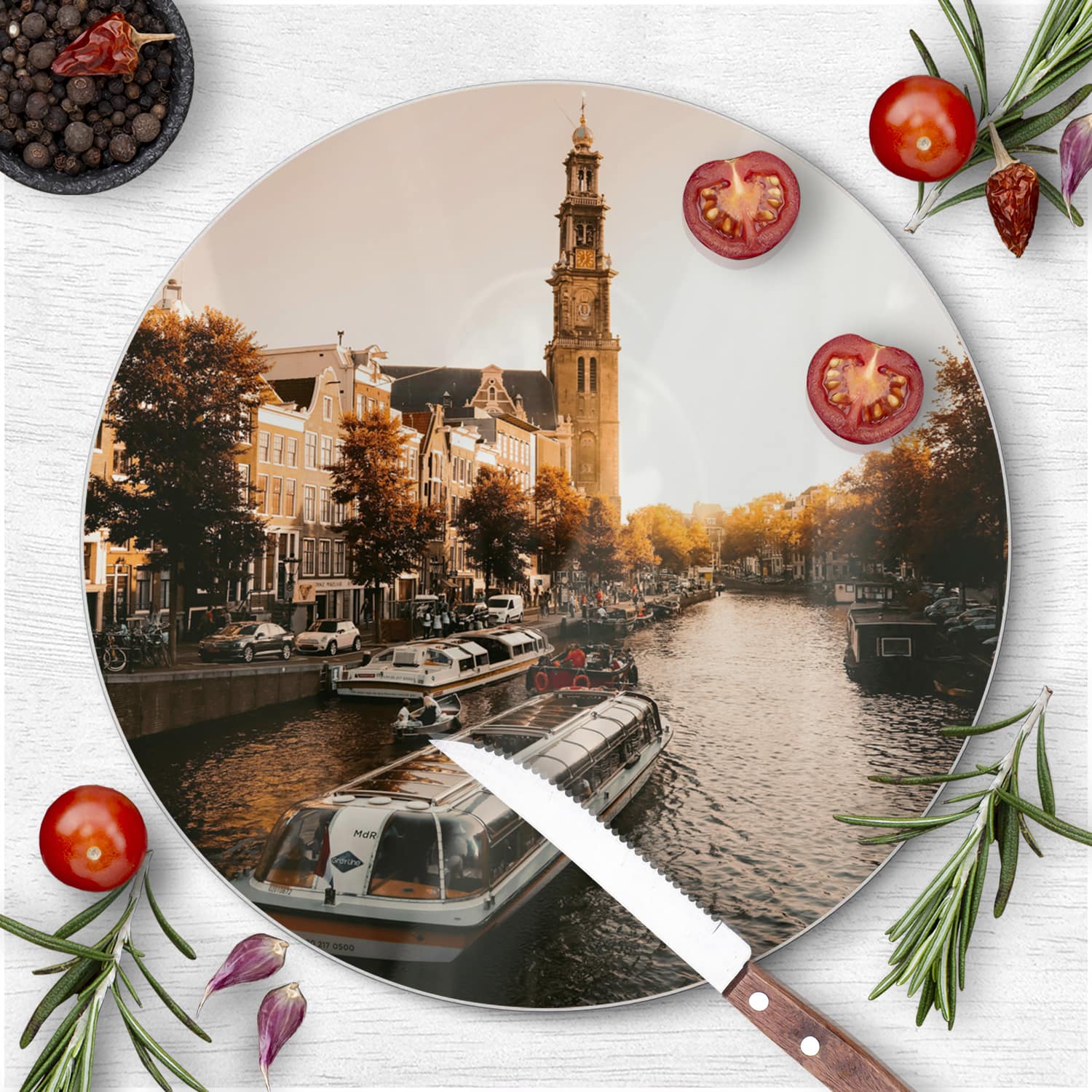 Schneidebrett Rund - Amsterdamer Herbst
