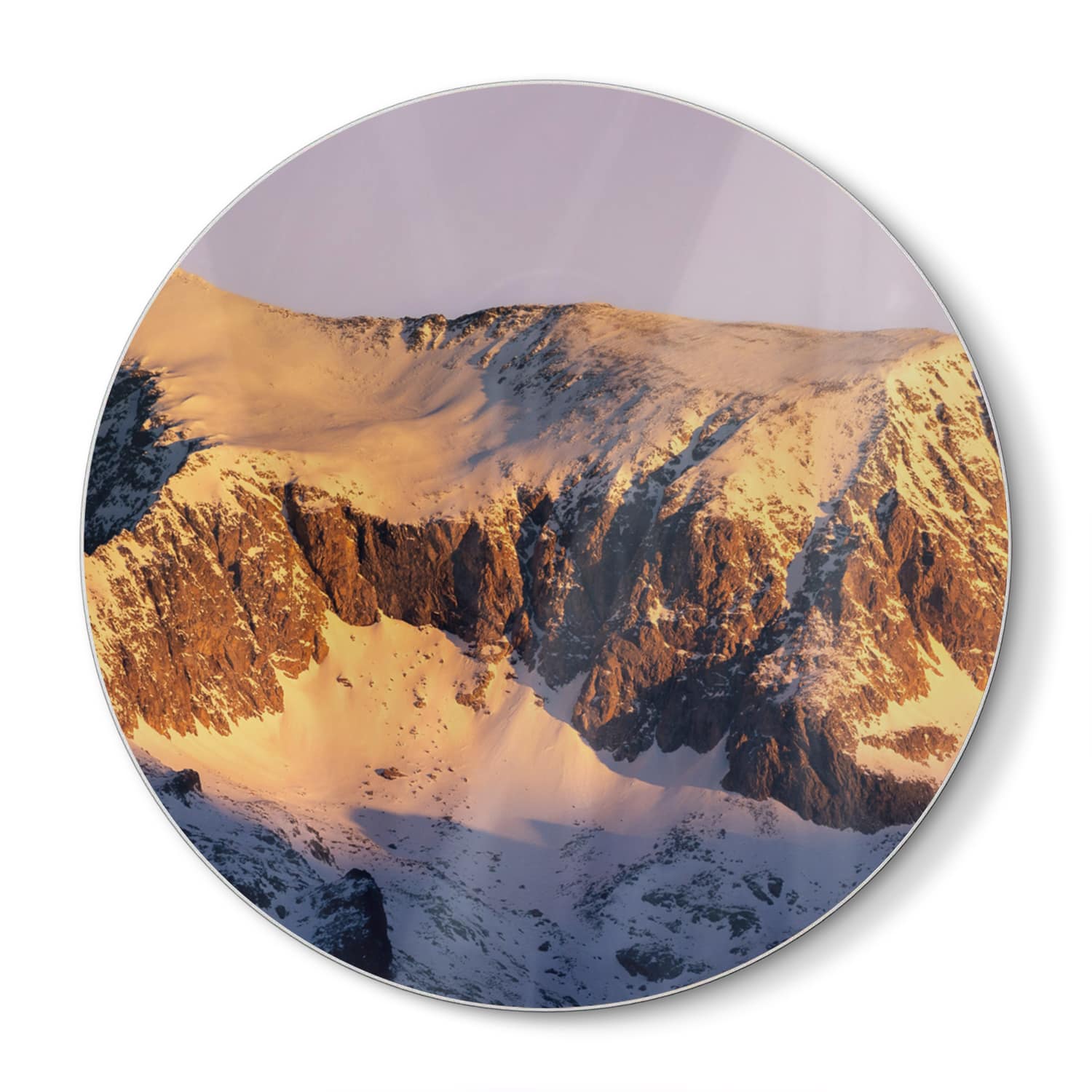 Schneidebrett Rund - Berggipfel im ersten Licht