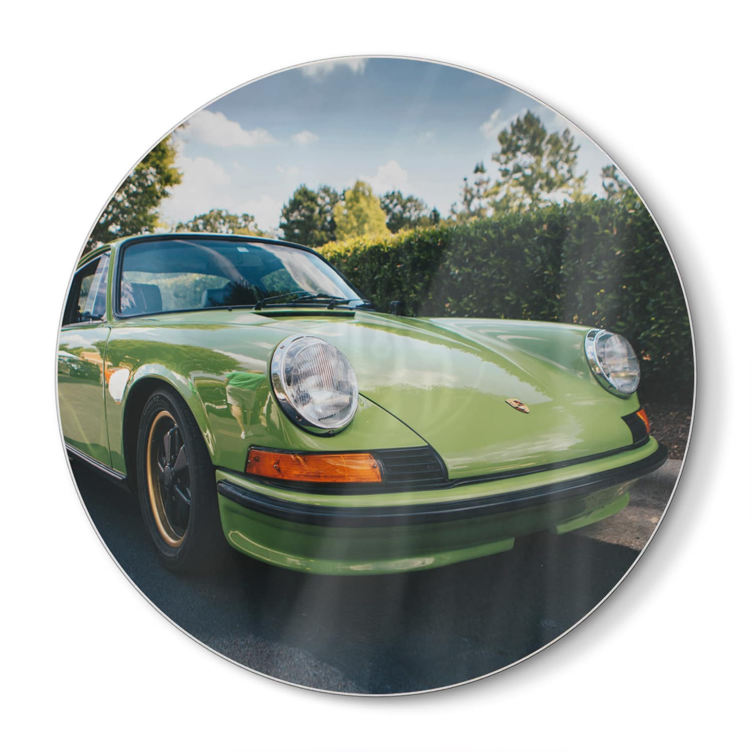 Schneidebrett Rund - Grüner Porsche 911 1970