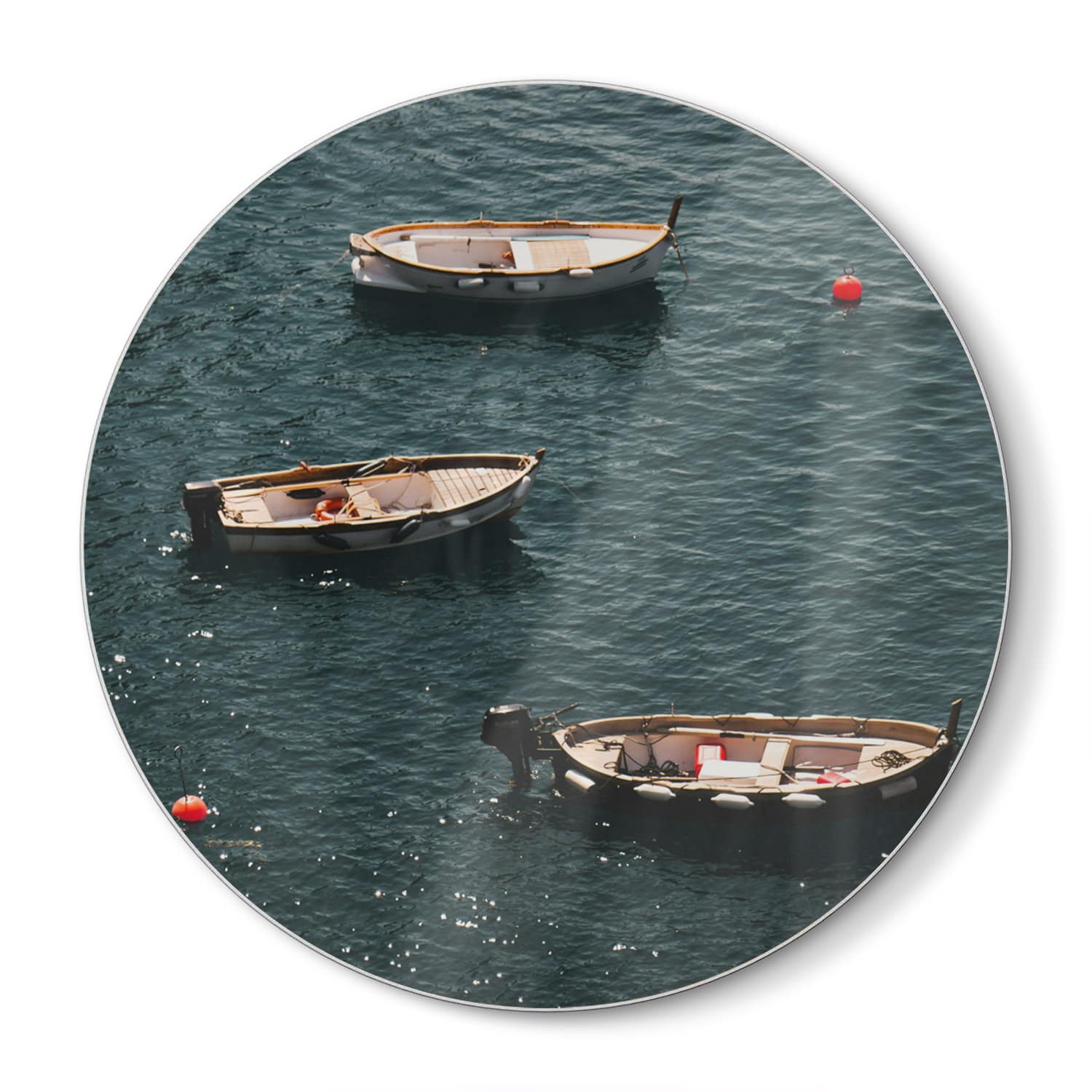 Schneidebrett Rund - Boote im Wasser