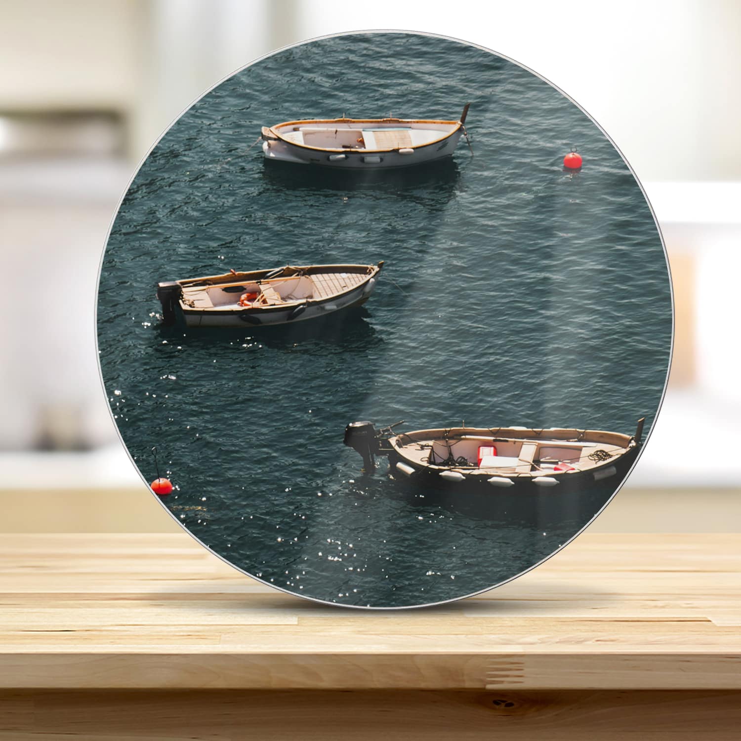 Schneidebrett Rund - Boote im Wasser