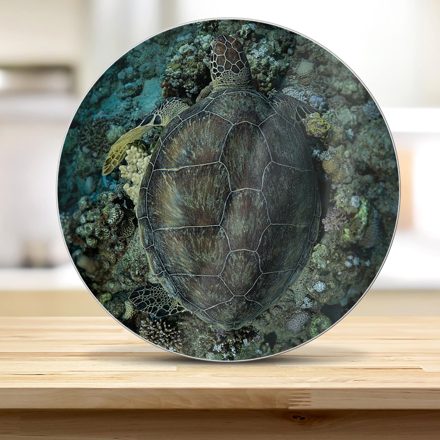 Schneidebrett Rund - Schildkröte und Korallen