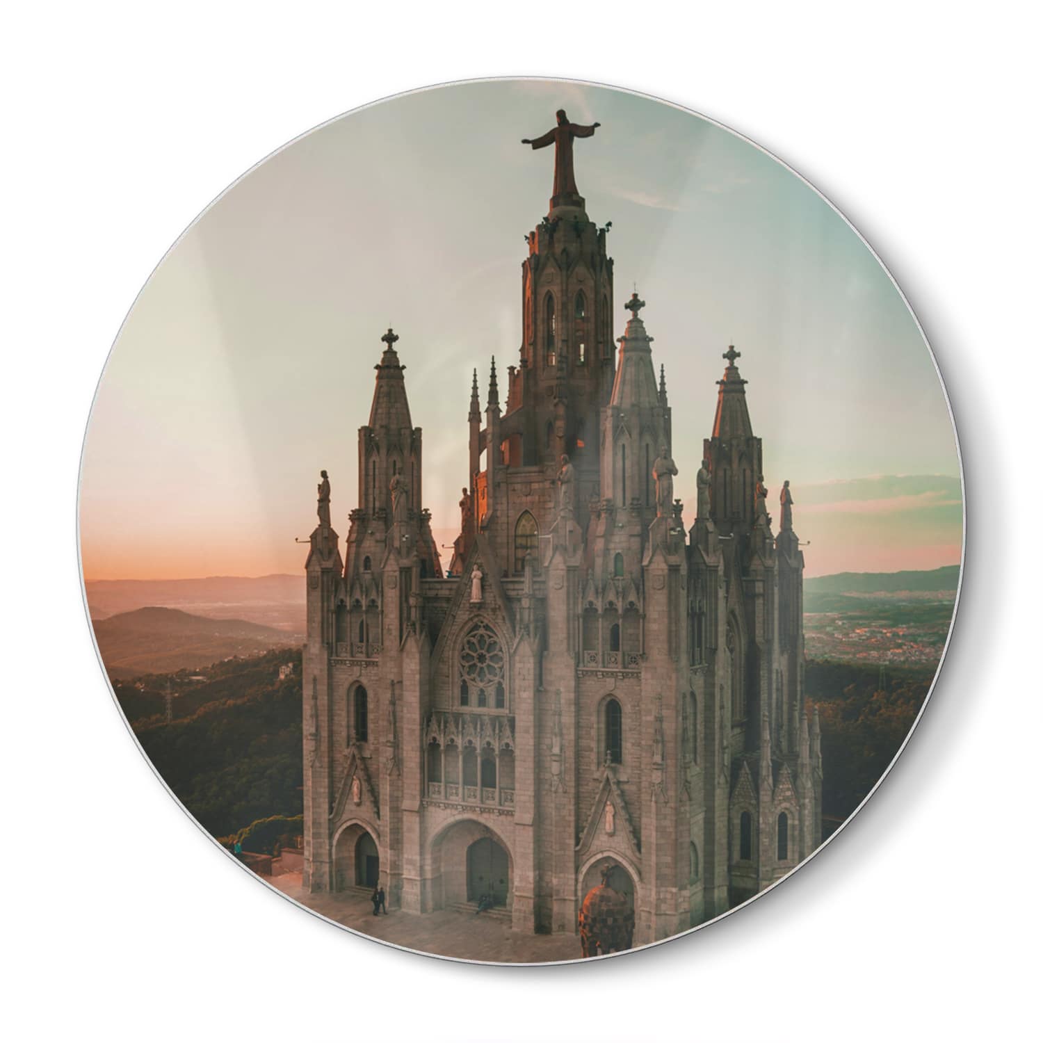 Schneidebrett Rund - Tibidabo bei Sonnenuntergang