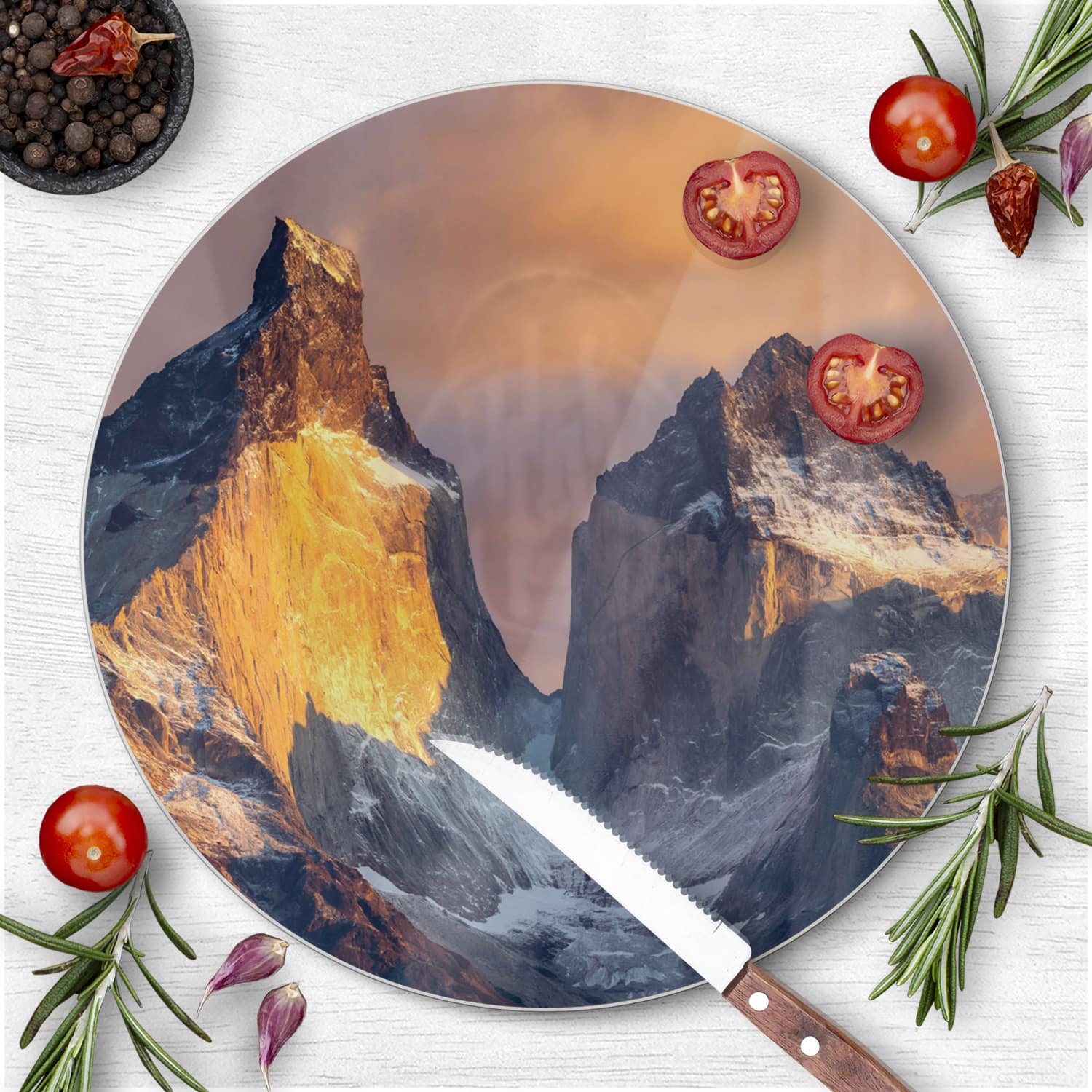 Schneidebrett Rund - Hohe raue Berge
